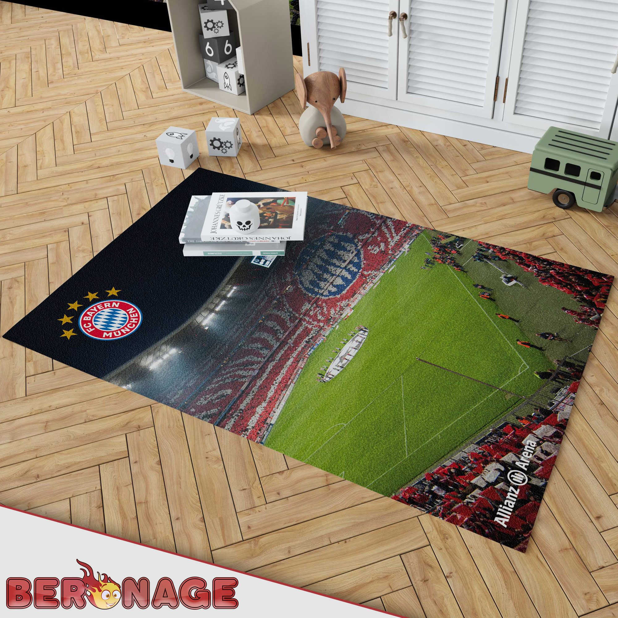 BERONAGE Kinderteppich FC Bayern München Teppich Allianz-Arena 100x130 cm, rechteckig, Höhe: 10 mm, rutschfest – Bild 4 von 5