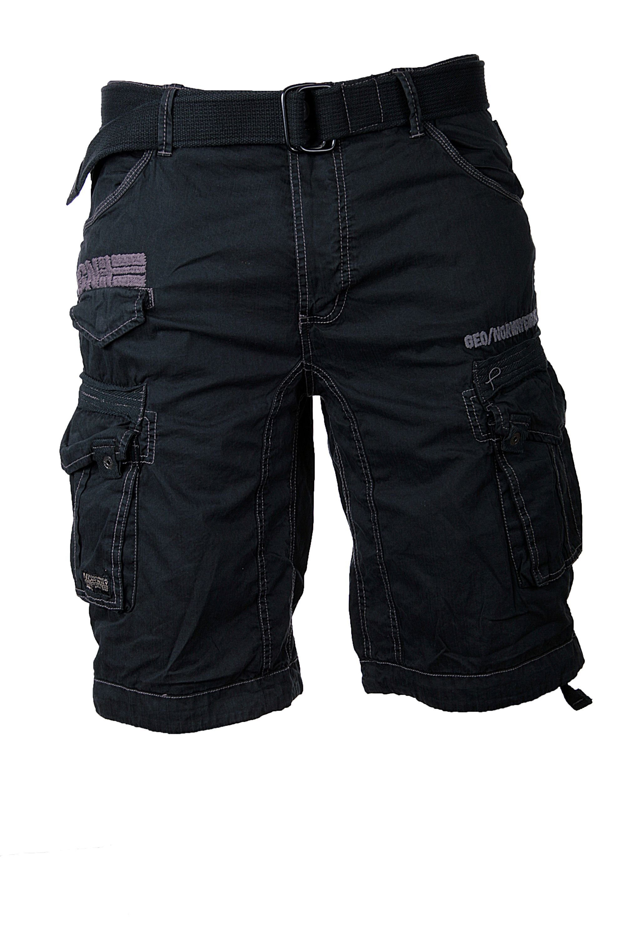 Geographical Norway Shorts Herren Cargo Shorts kurze Hose Short Bermuda Knielang Gürtel Sommer