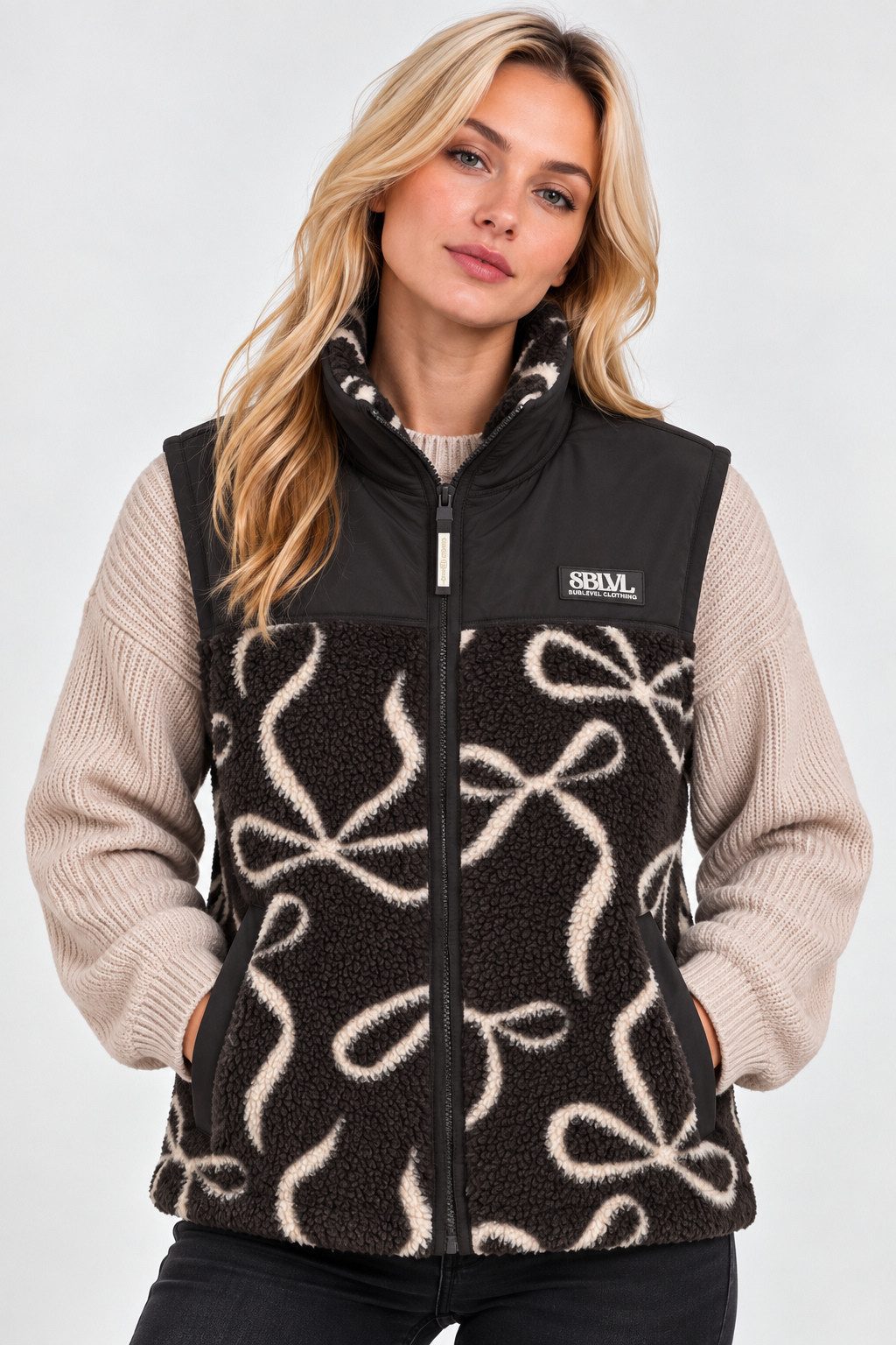 SUBLEVEL Fleeceweste Damen Teddyfleece Kuschelig Warm Übergangsweste Weste Outdoor Perfekte Passform Hochwertige Verarbeitung, Angenehm weich & warm