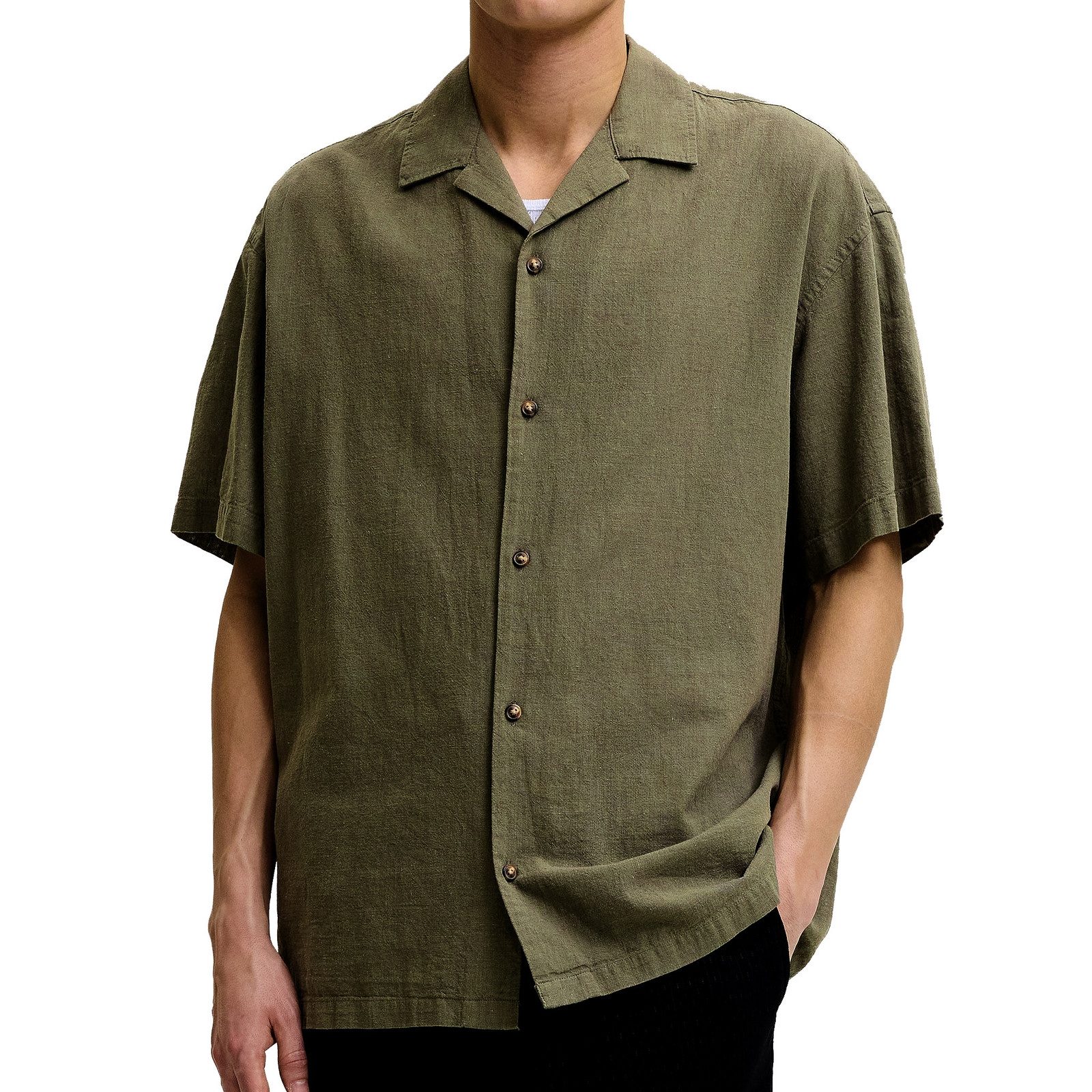 Jack & Jones Kurzarmhemd Summer Linen Blend Resort Shirt mit dezentem Strukturmuster – Bild 4 von 5