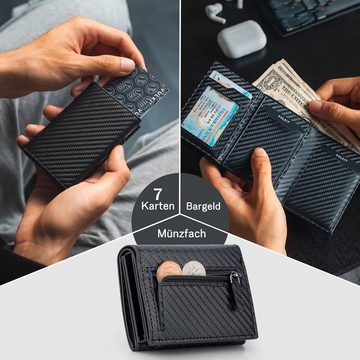 IceReco Geldbörse (Herren Groß Vintage Leder Portemonnaie, Herren Portemonnaie mit RFID Schutz), mit Münzfach Kartenetui Klein/Mini