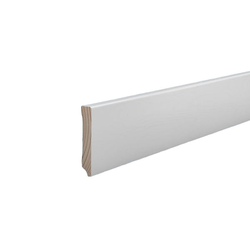Südbrock Sockelleiste Sockelleiste weiß Holz 10 x 60 mm Kiefer lackiert RAL 9016 Fußleiste, L: 250 cm, H: 6 cm, 1-St.