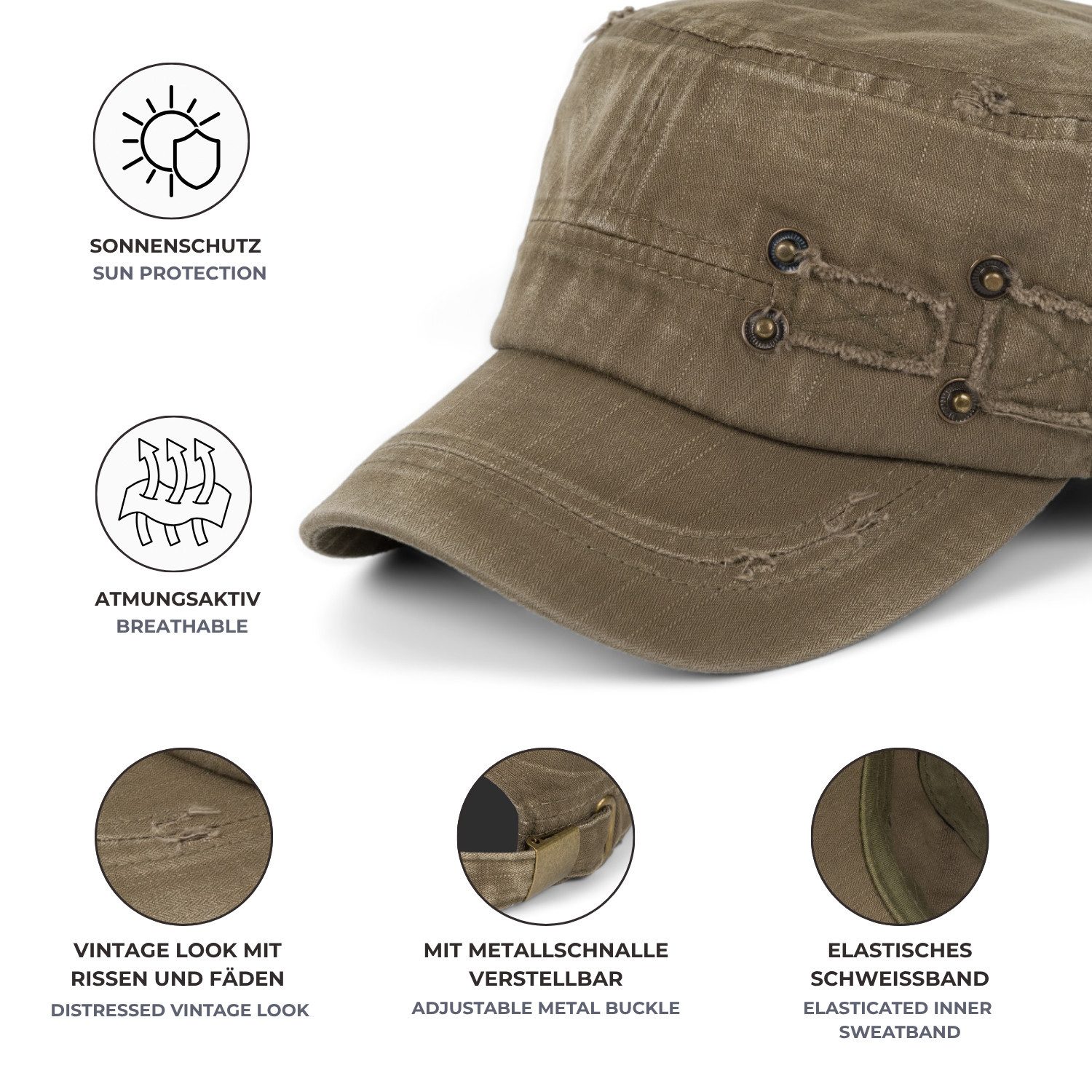 styleBREAKER Army Cap Military Cap Destroyed Used Look (1-St)