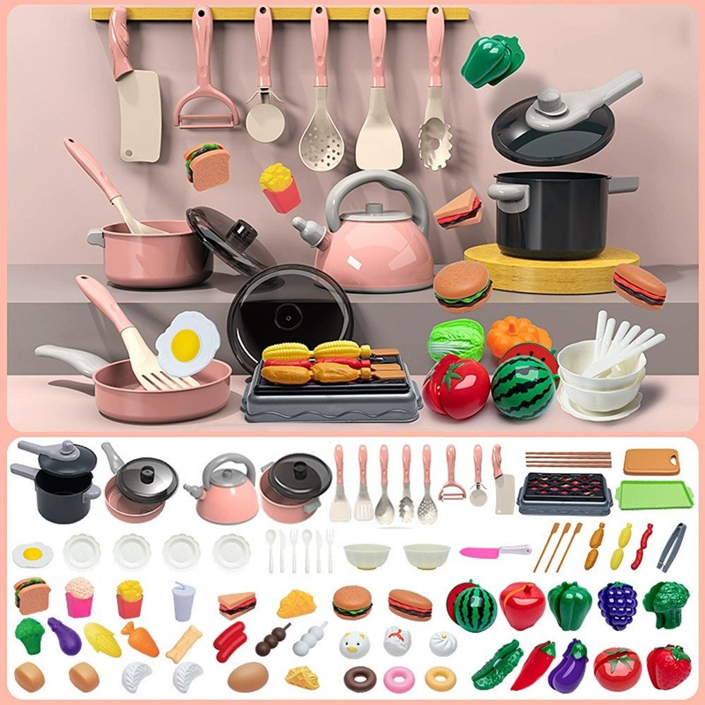 Zaewry Kinder-Küchenset 61-teiliges Kinderküchen Zubehör, BBQ-Simulationsspiel für kinder, (83-tlg), Rollenspiel Küchenzubehör,Kunststoff, Lernspielzeug