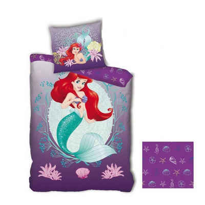 Kinderbettwäsche Arielle die Meerjungfrau Bettwäsche, Disney Princess, Mikrofaser, 135-140 x 200 cm Deckenbezug, 63x63 cm Kissenbezug