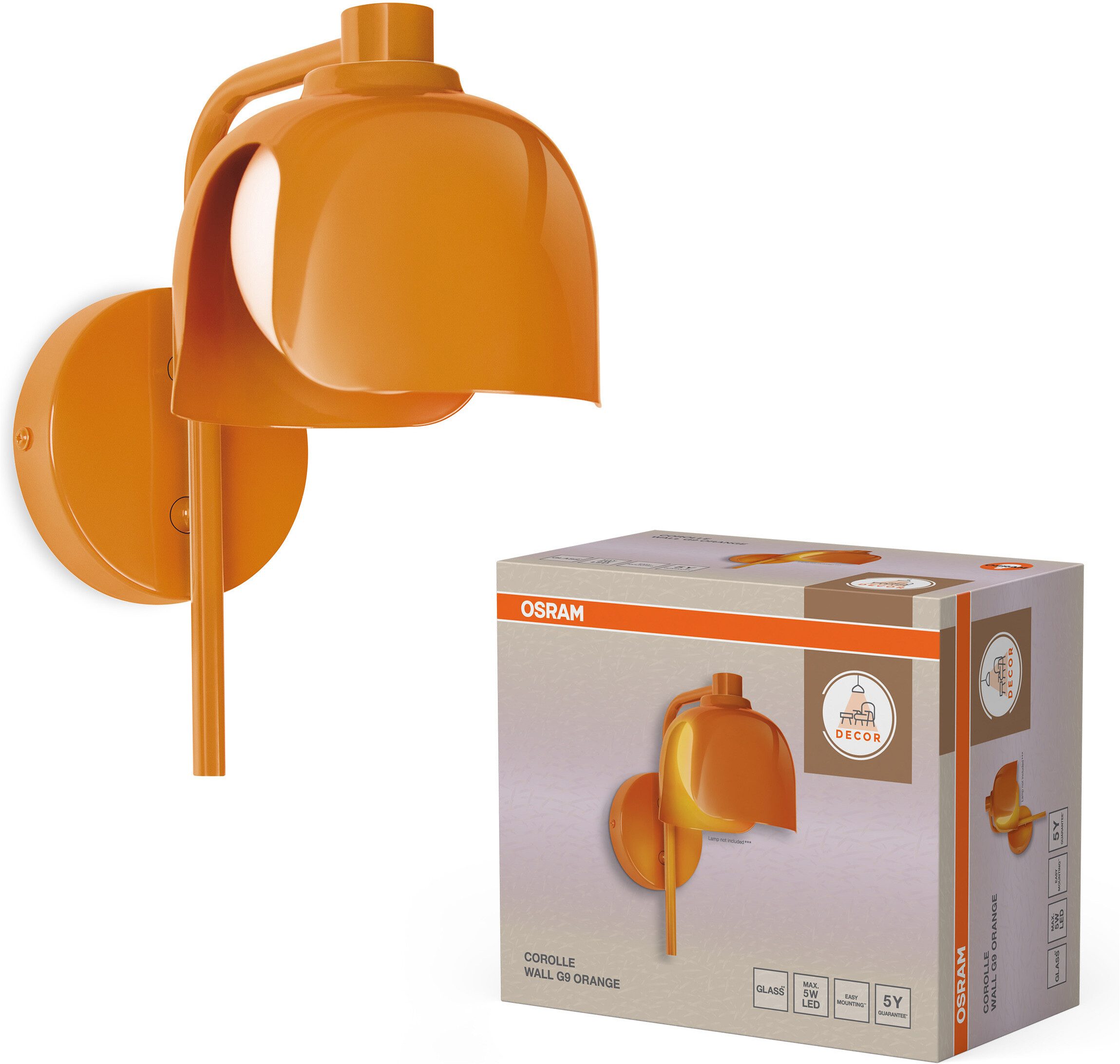 Osram Wandleuchte Decor Corolle, ohne Leuchtmittel, Fassung G9, Stahl und Glas