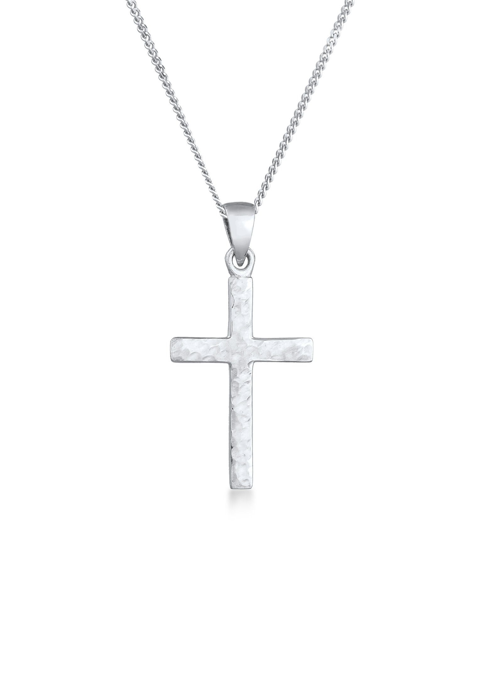 Elli Kette mit Anhänger Kreuz Symbol Strukturiert 925 Silber, Kreuz
