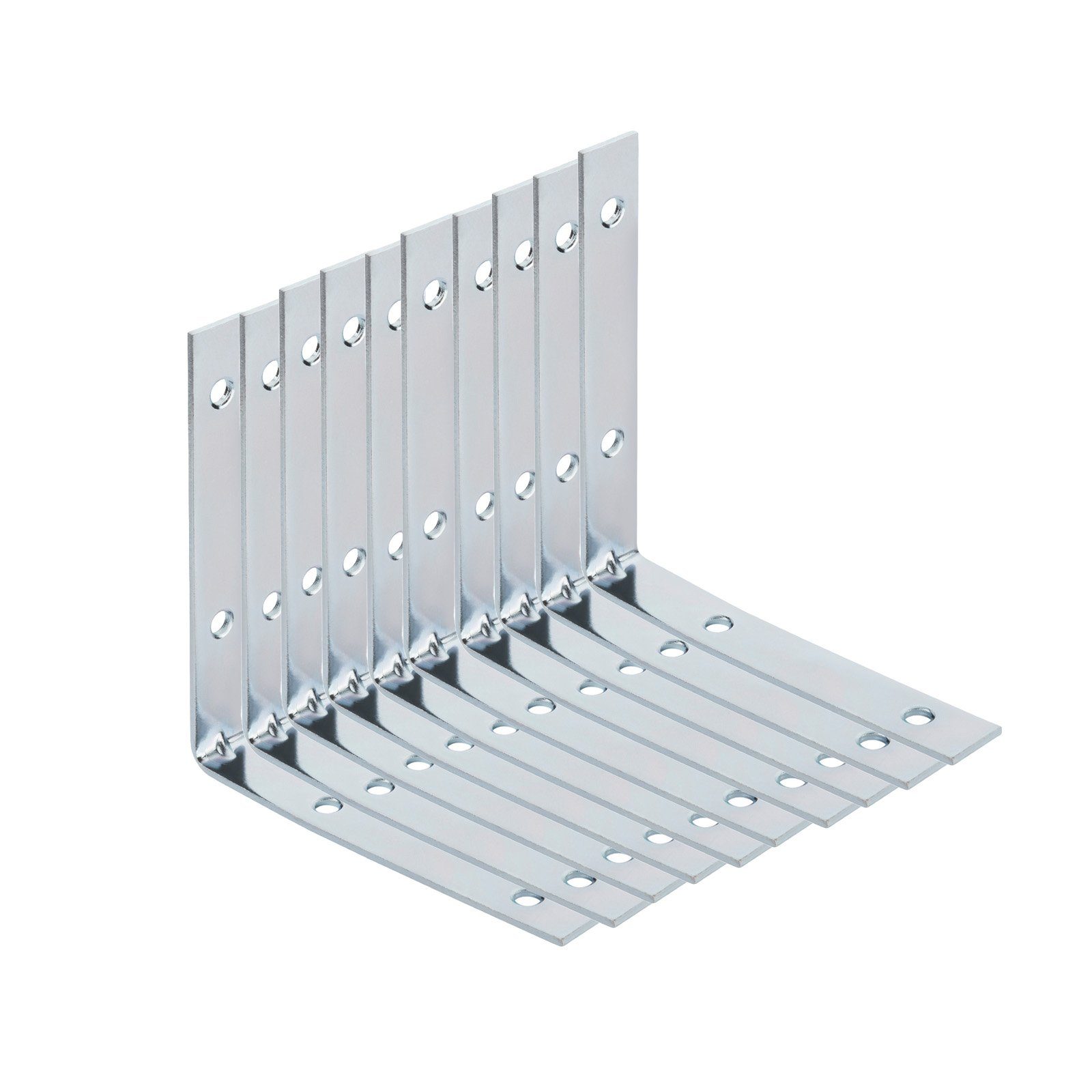 SO-TECH® Winkelverbinder L-Winkel gerade, Stahl verzinkt, Lochung gesenkt, LxB: 10x1.5 mm, (10-St), Eckwinkel mit Sicke, 100x 100 x 15 x 2 mm