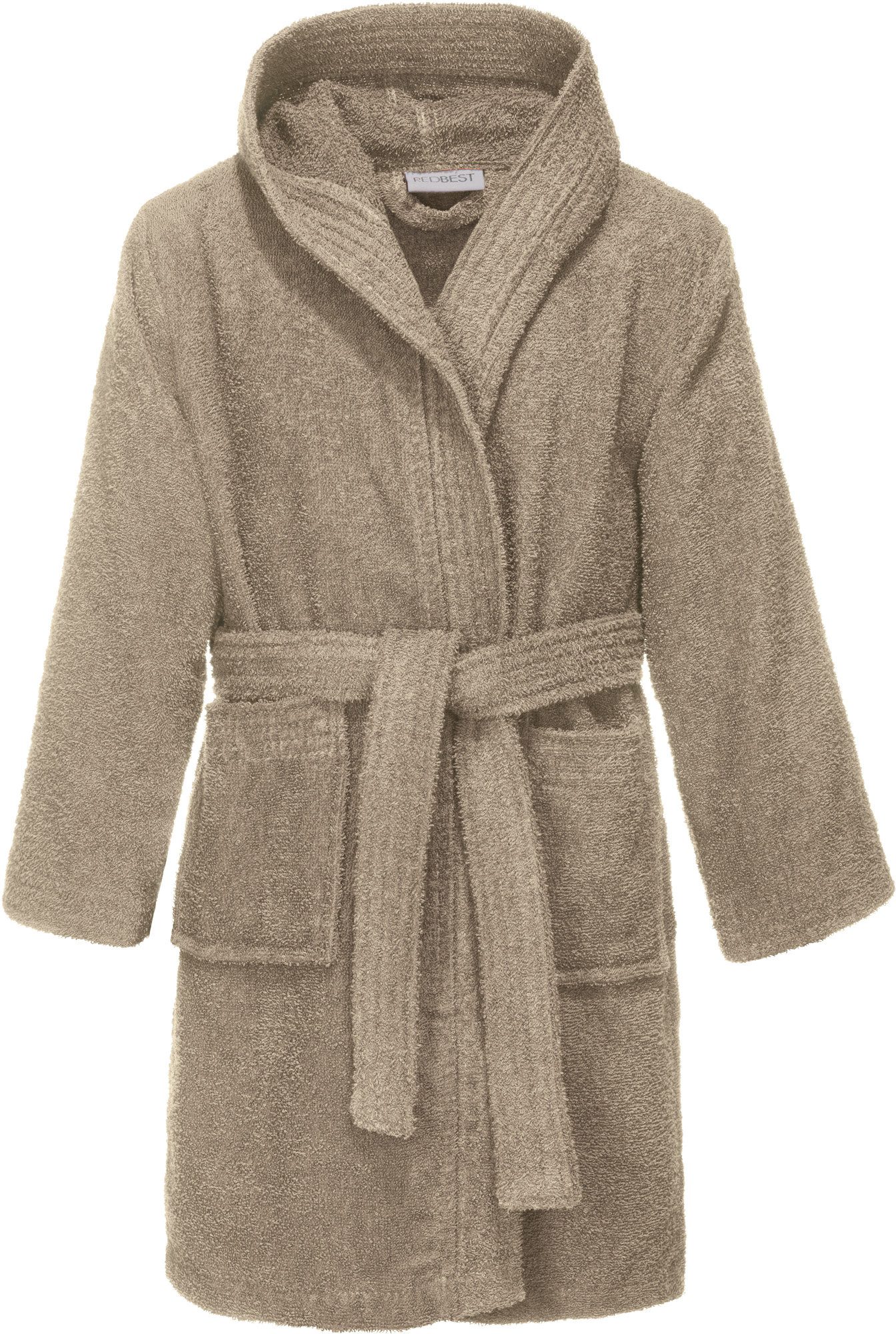 REDBEST Kinderbademantel Kinder-Bademantel "Chicago" mit Kapuze, Rückenlänge: 63 cm, Frottier, mit Kapuze/mit Aufsatztasche:, default, Walk-Frottier Uni