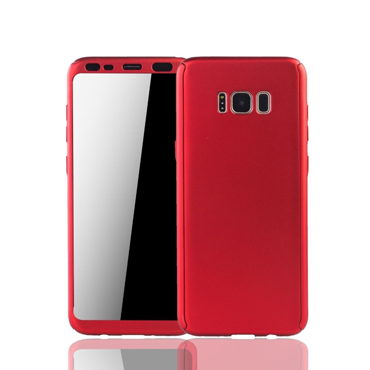 König Design Handyhülle Samsung Galaxy S8 Plus, Samsung Galaxy S8 Plus Handyhülle 360 Grad Schutz Full Cover Rot