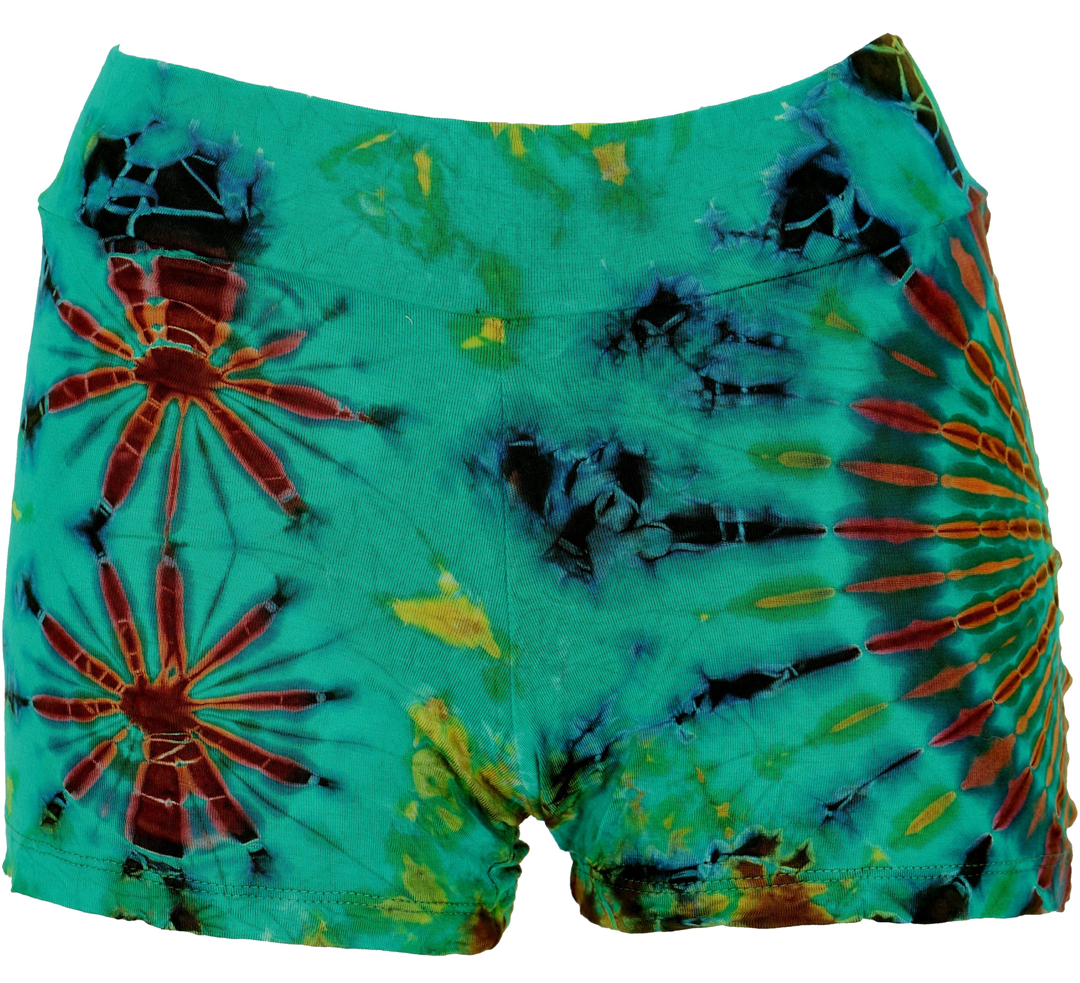 Guru-Shop Hose & Shorts Batik Pantys, Unikat Shorts, Bikini Pantys - grün alternative Bekleidung