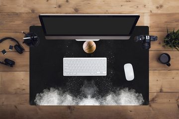 MuchoWow Gaming Mauspad Ein Basketball mit Stoff auf schwarzem Hintergrund (1-St), Büro für Tastatur und Maus, Mousepad Gaming, 90x60 cm, XXL, Großes