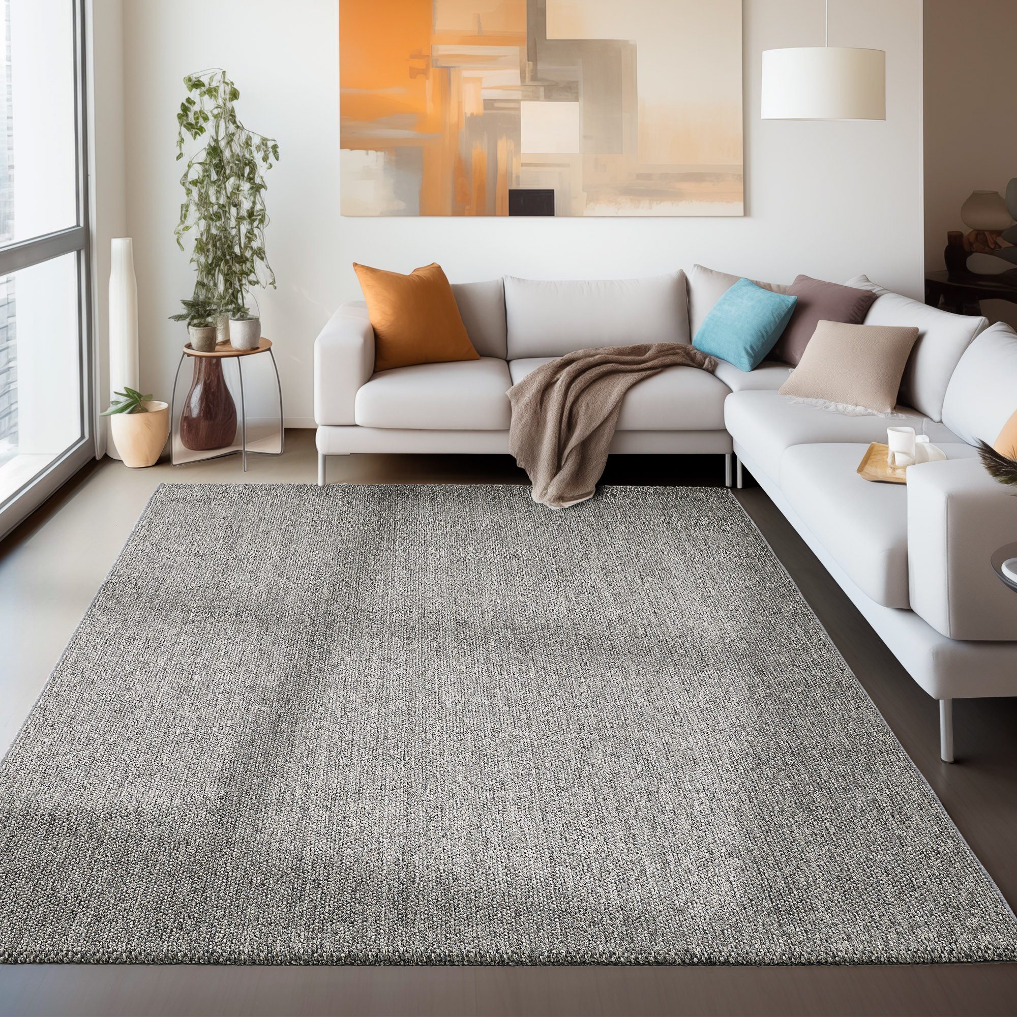 Carpettex Schlingenteppich Unicolor, Rechteckig, Höhe: 7 günstig online kaufen