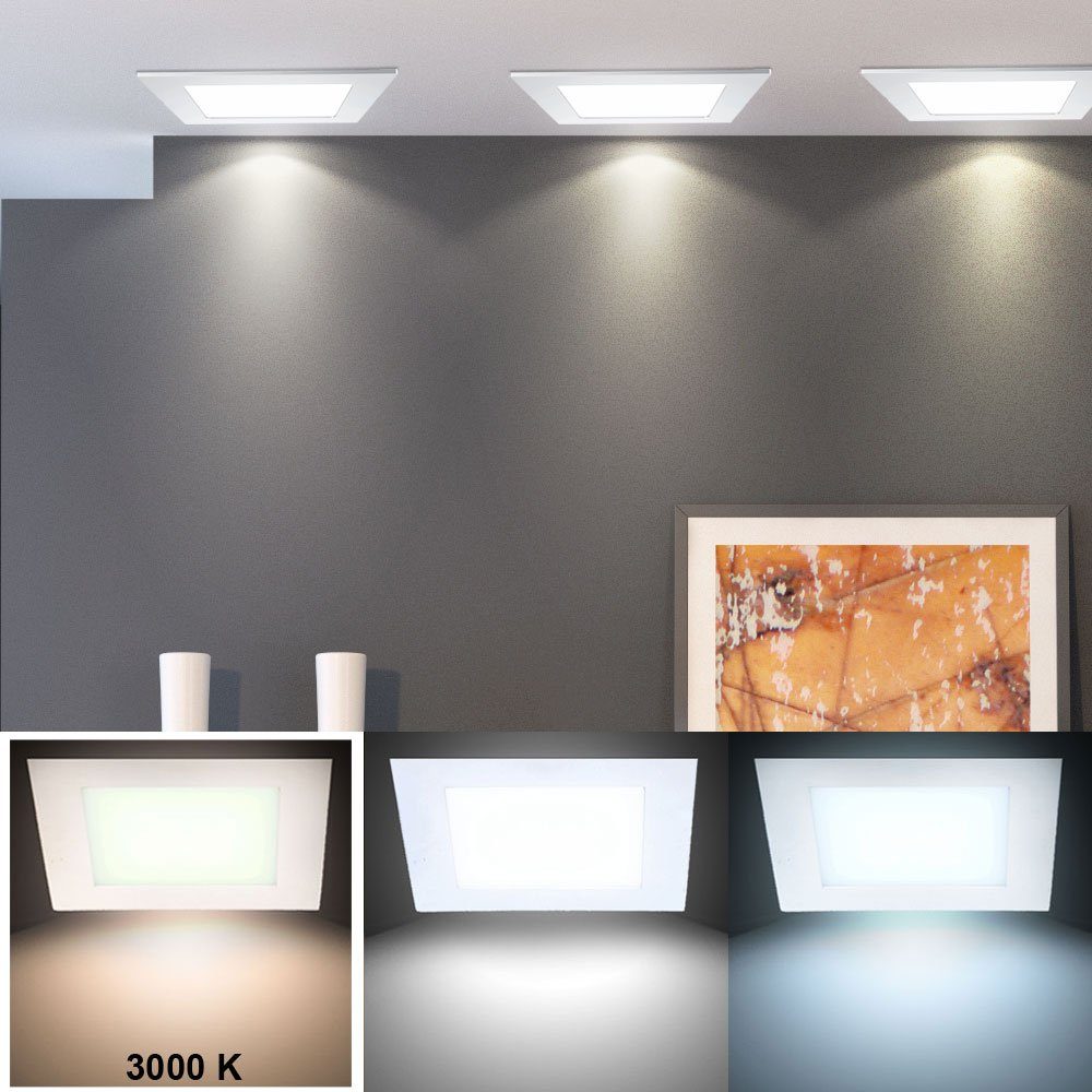 V-TAC LED Panel, LED-Leuchtmittel fest verbaut, Warmweiß, 15 Watt LED Decken Einbau Leuchte Wohn Ess Zimmer Panel Beleuchtung