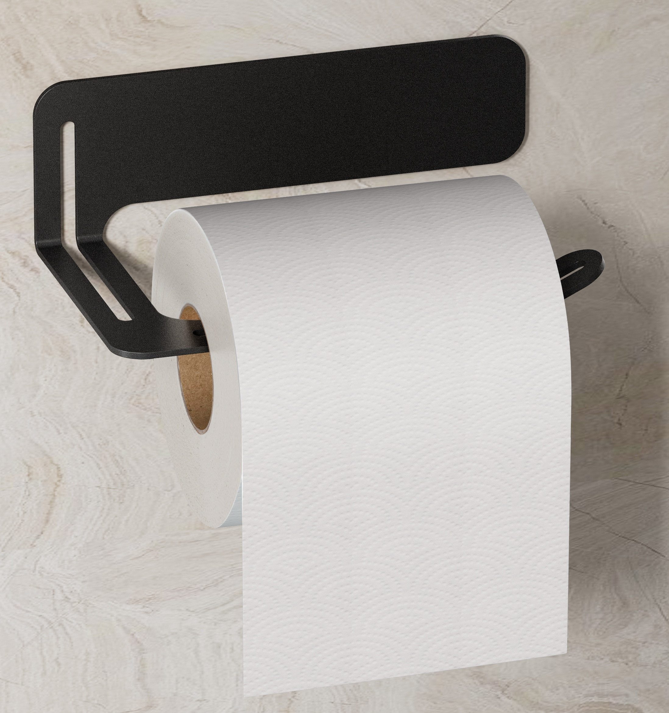 Toilettenpapierhalter Mit Ablage & Feuchttuch-Fach – Schwarz, Selbstklebend Oder Schraubbar