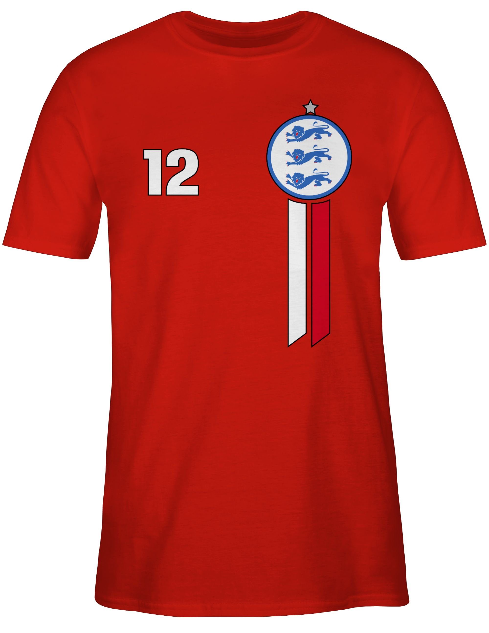 Shirtracer Mann 03 2024 England Emblem T-Shirt 12. EM Rot Fussball