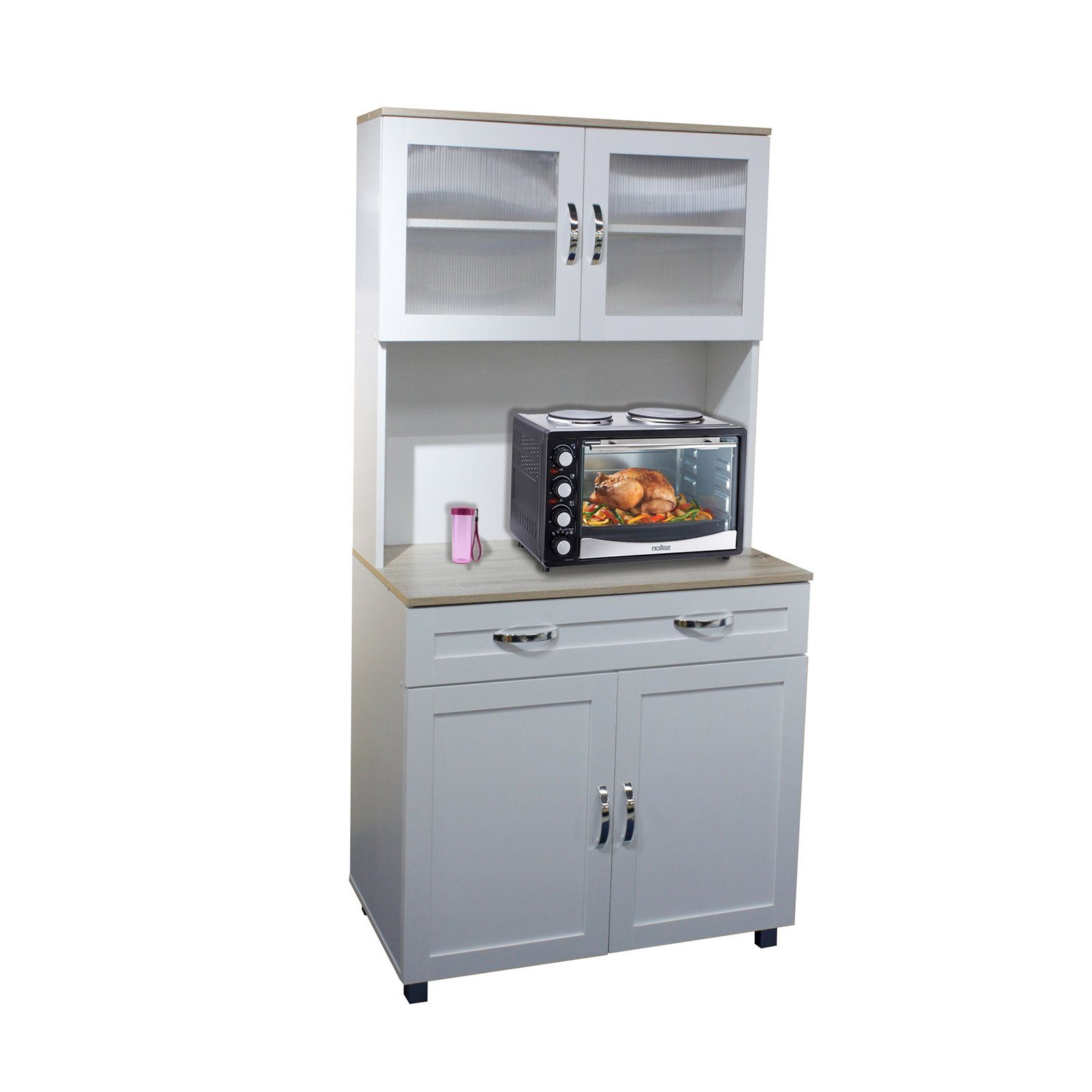 HTI-Living Hochschrank Küchenbuffet mit Glasteil Weiß Blanca (Stück, 1-St., günstig online kaufen