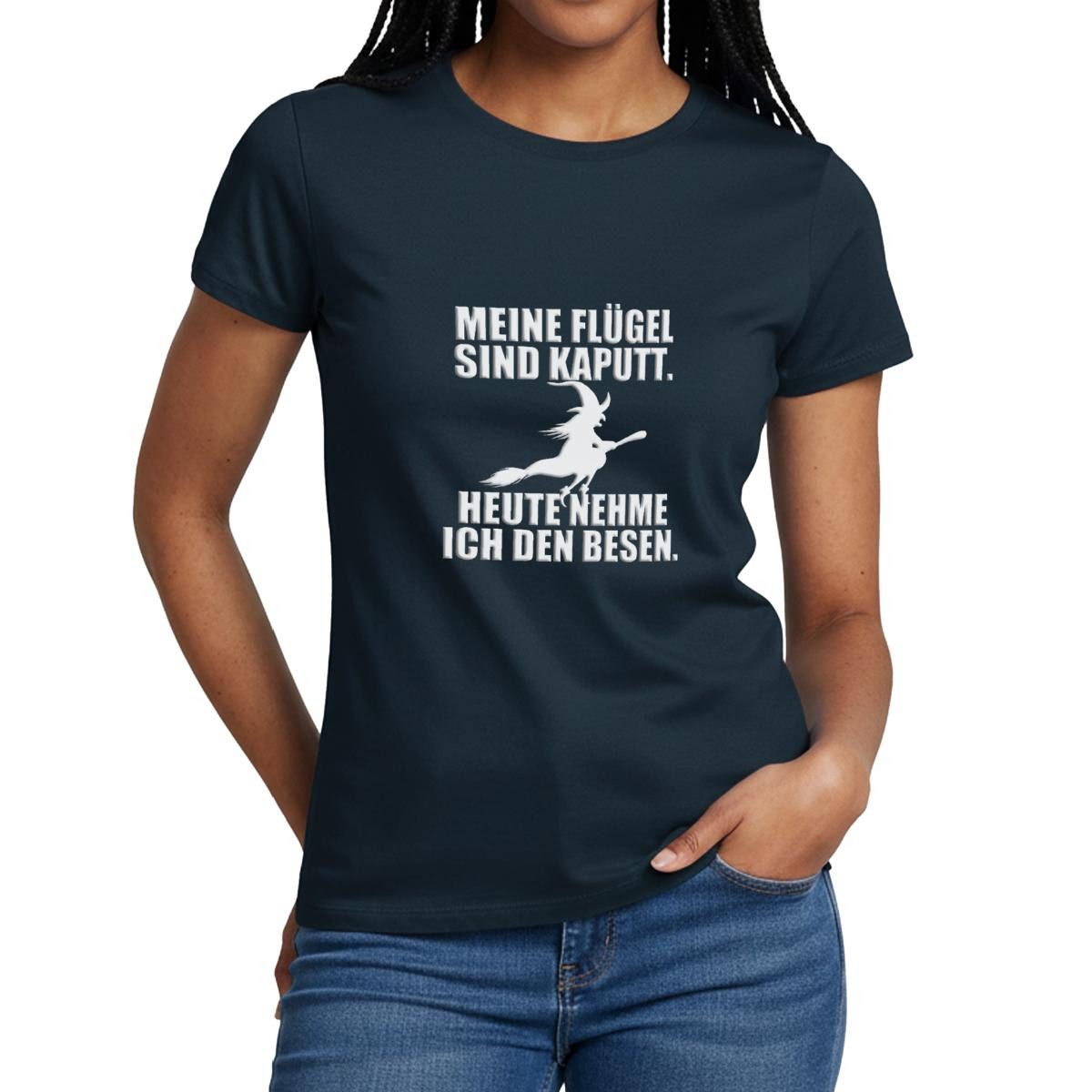 Spreadshirt T-Shirt Hexe Mit Besen Lustiger Spruch Halloween Frauen T-Shirt günstig online kaufen