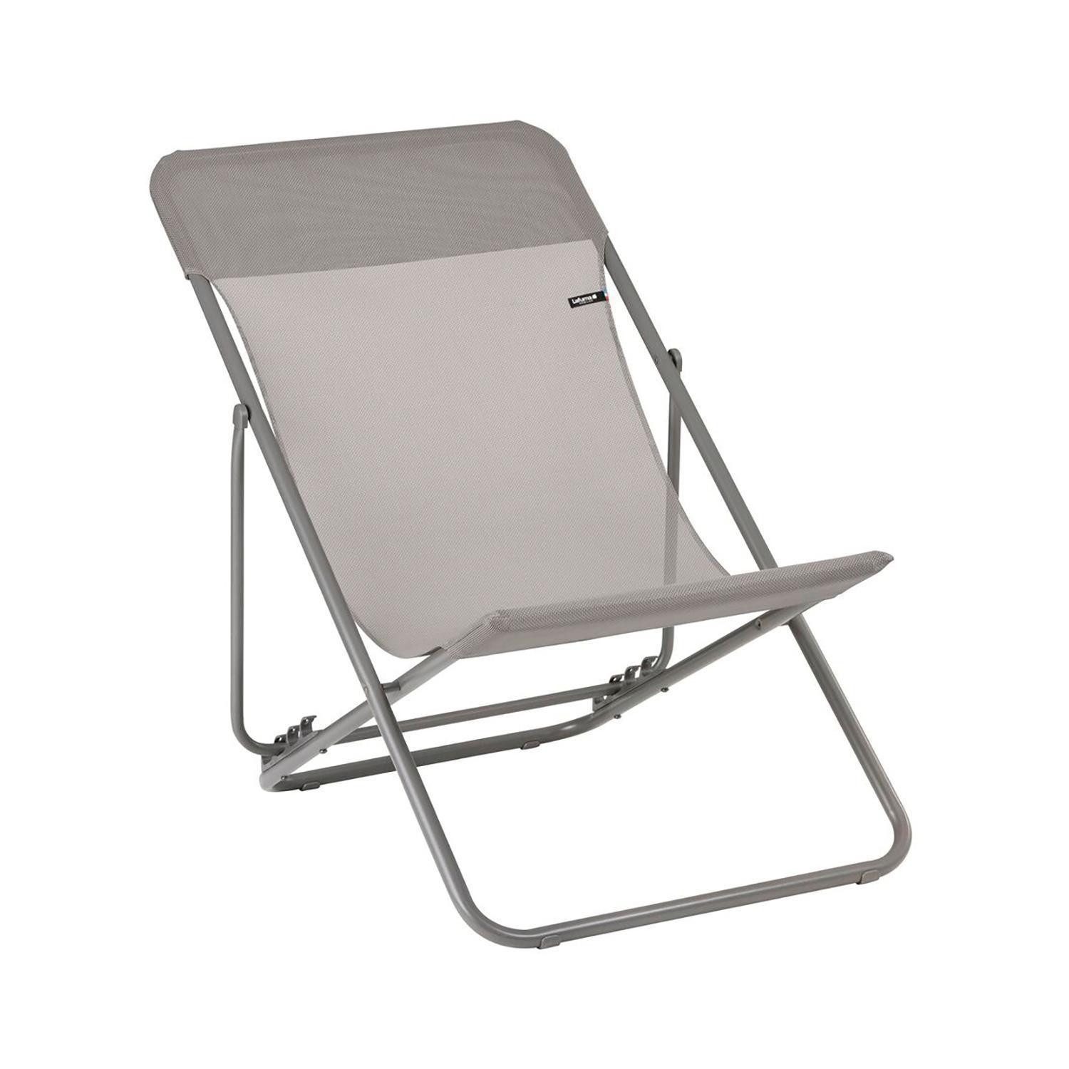 Lafuma Klappstuhl MAXI TRANSAT, Terre, Titanfarben, Stahlrahmen, Batyline, Klappbar, verstellbare Rückenlehne, B 62 x H 91 x T 95 cm