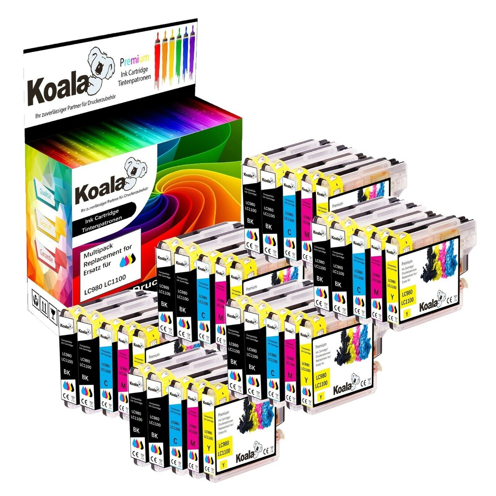 ersetzt Schwarz/cyan/magenta/gelb XL DCP-145C Brother Koala 30er Set Für Tintenpatrone (Packung, 163C 373CW 365CN 167C 185C LC980 165C LC-980 195C 375CW) Brother