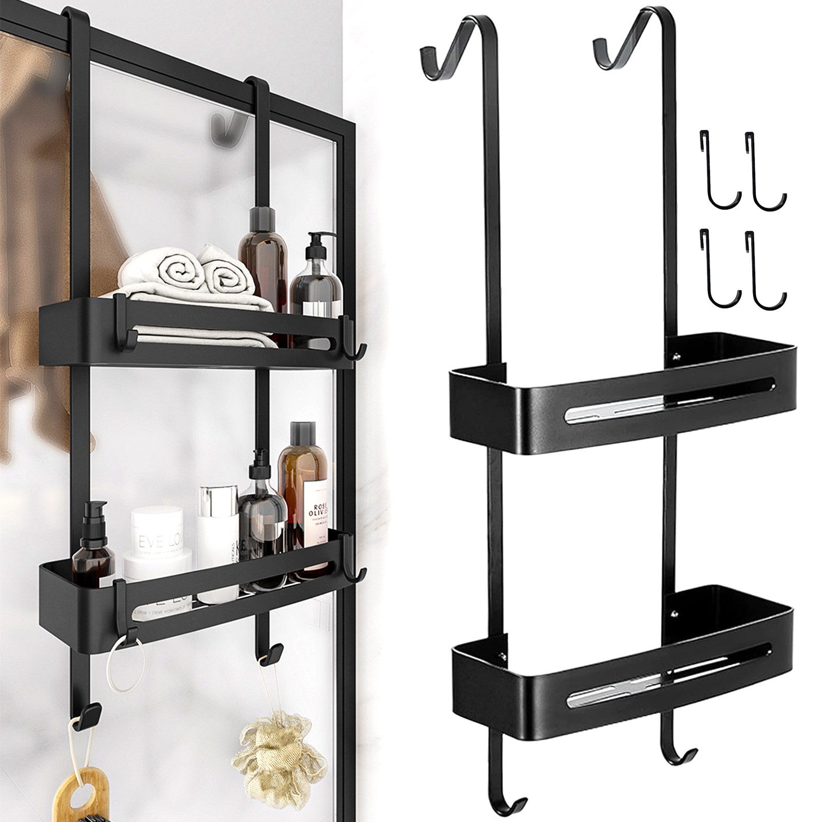 CALIYO Duschablage Aluminum Duschablage zum Hängen 0hne Bohren für Glasdusc günstig online kaufen