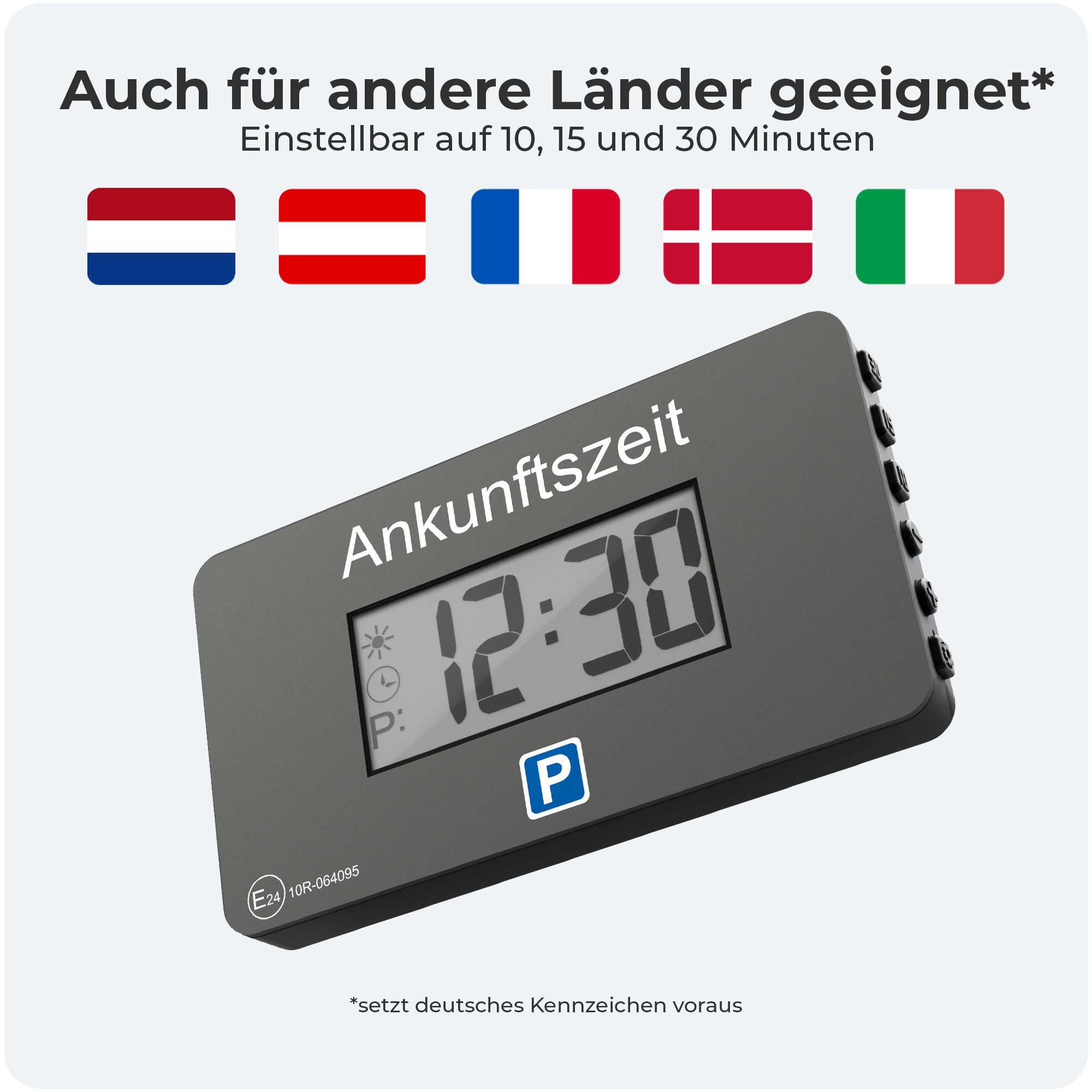 Parkwächter elektronische Parkscheibe Parkwächter Digitale Parkscheibe V1 zugelassen Datenschutz-Funktion