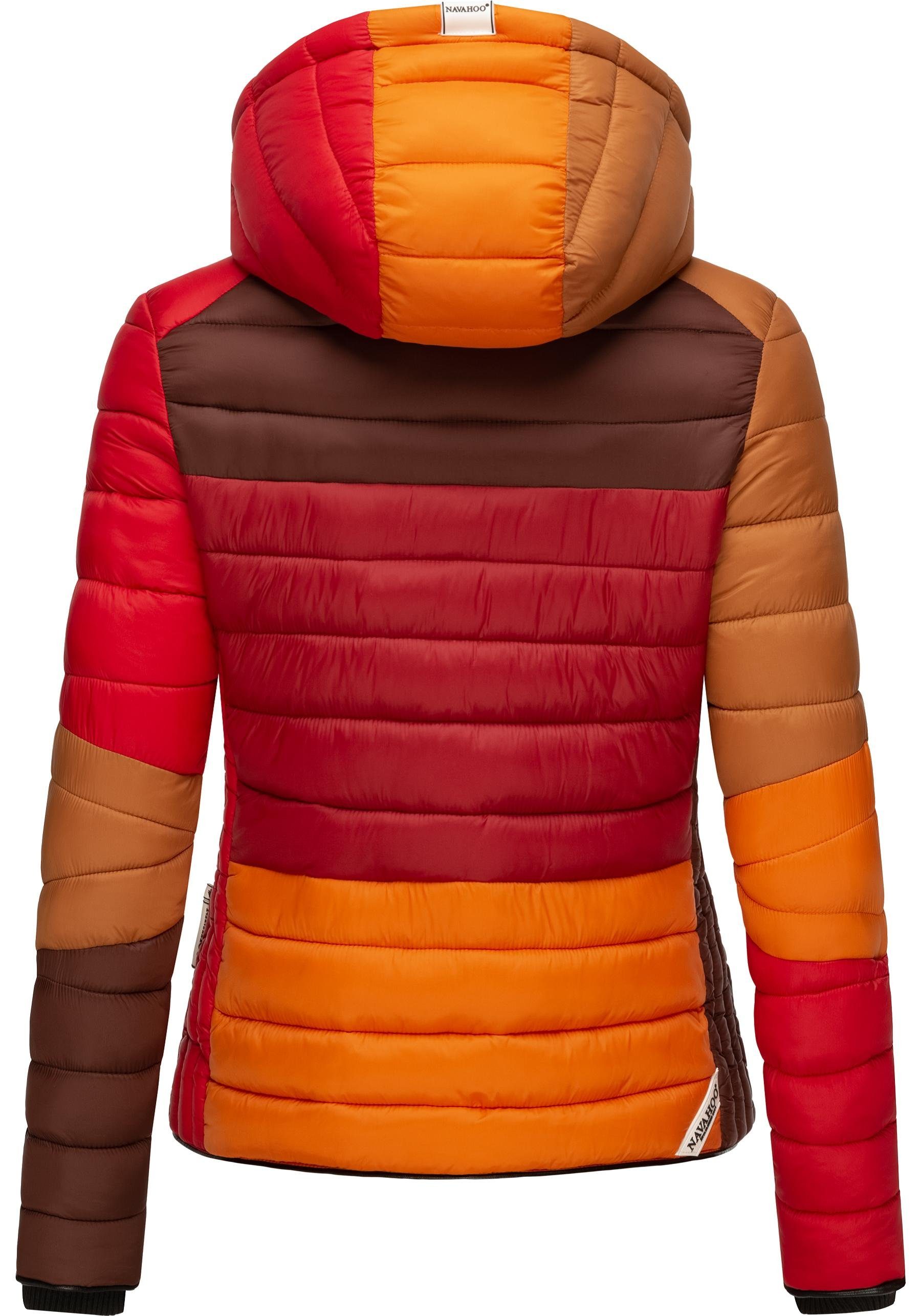 Navahoo Steppjacke Lulana Multikulti leichte im Kapuze Stil Colourblocking mehrfarbig mit Übergangsjacke