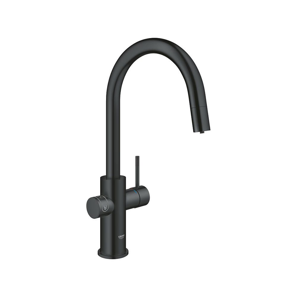 Grohe Küchenarmatur Blue Home C-Auslauf herausziehbarem Mousseurauslauf EU velvet black