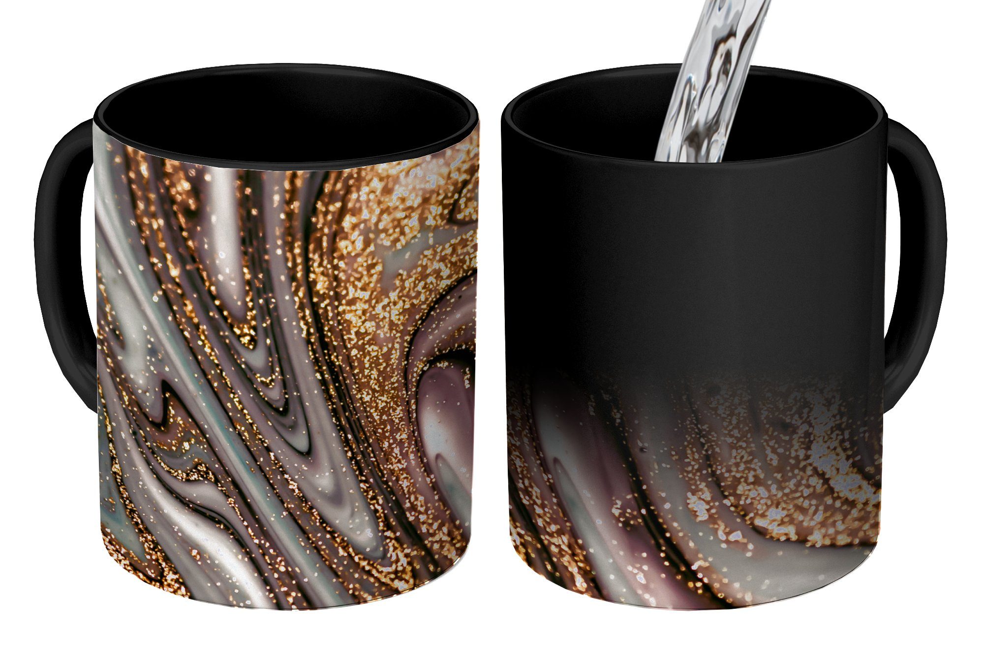Tasse Marmoroptik/print - Gold - Glitter - Luxus - Marmor - Weiß