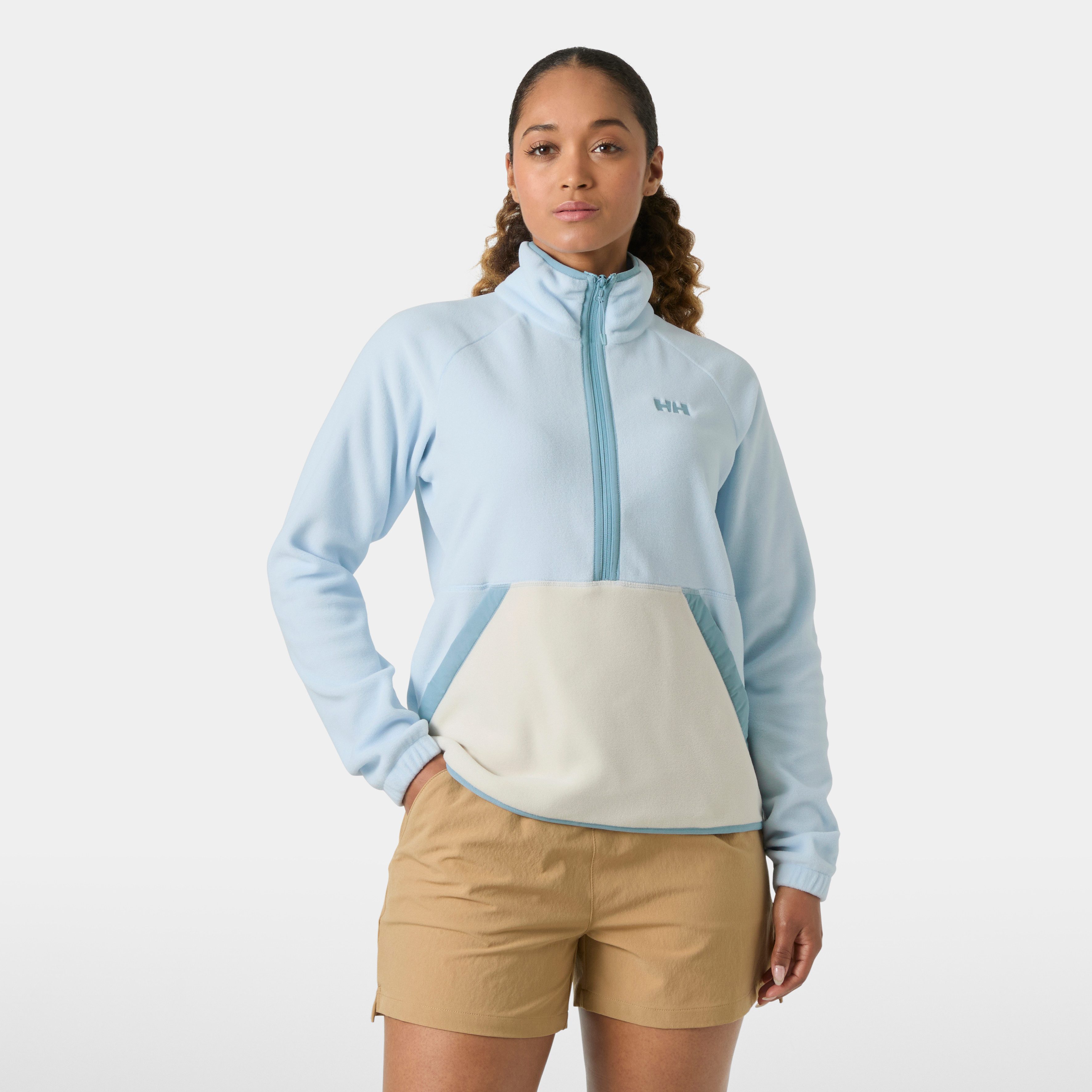 Helly Hansen Fleecepullover W RIG FLEECE 1/2 ZIP sportlicher Stil, Stehkragen mit halbem Reißverschluss, Kängurutasche