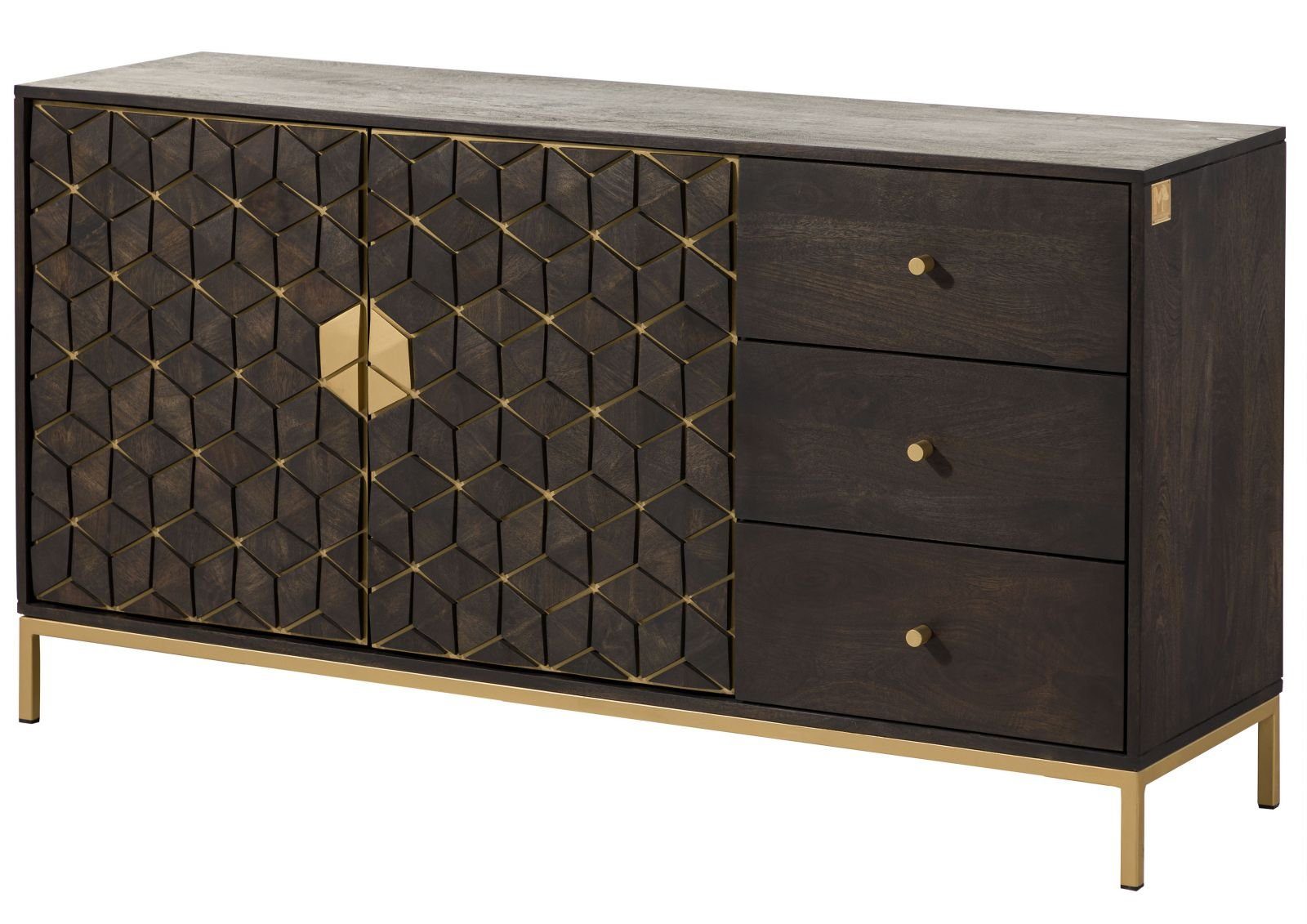 Massivmoebel24 Kommode DIAMOND (Massivholz), Kommode Mango 145x40x77 grau geölt DIAMOND #107