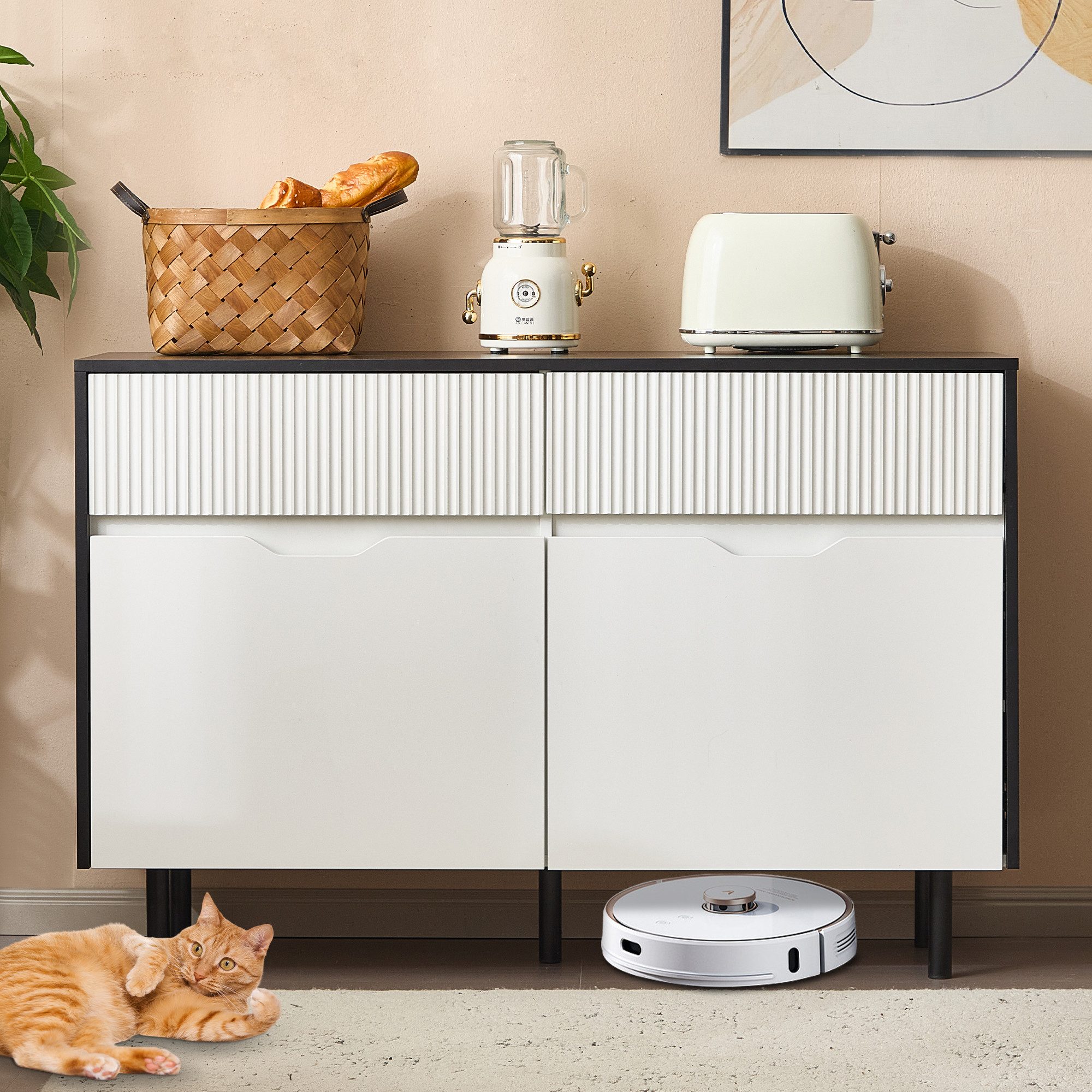 Ulife Sideboard Aufbewahrungsschrank mit 2 Schubladen, günstig online kaufen