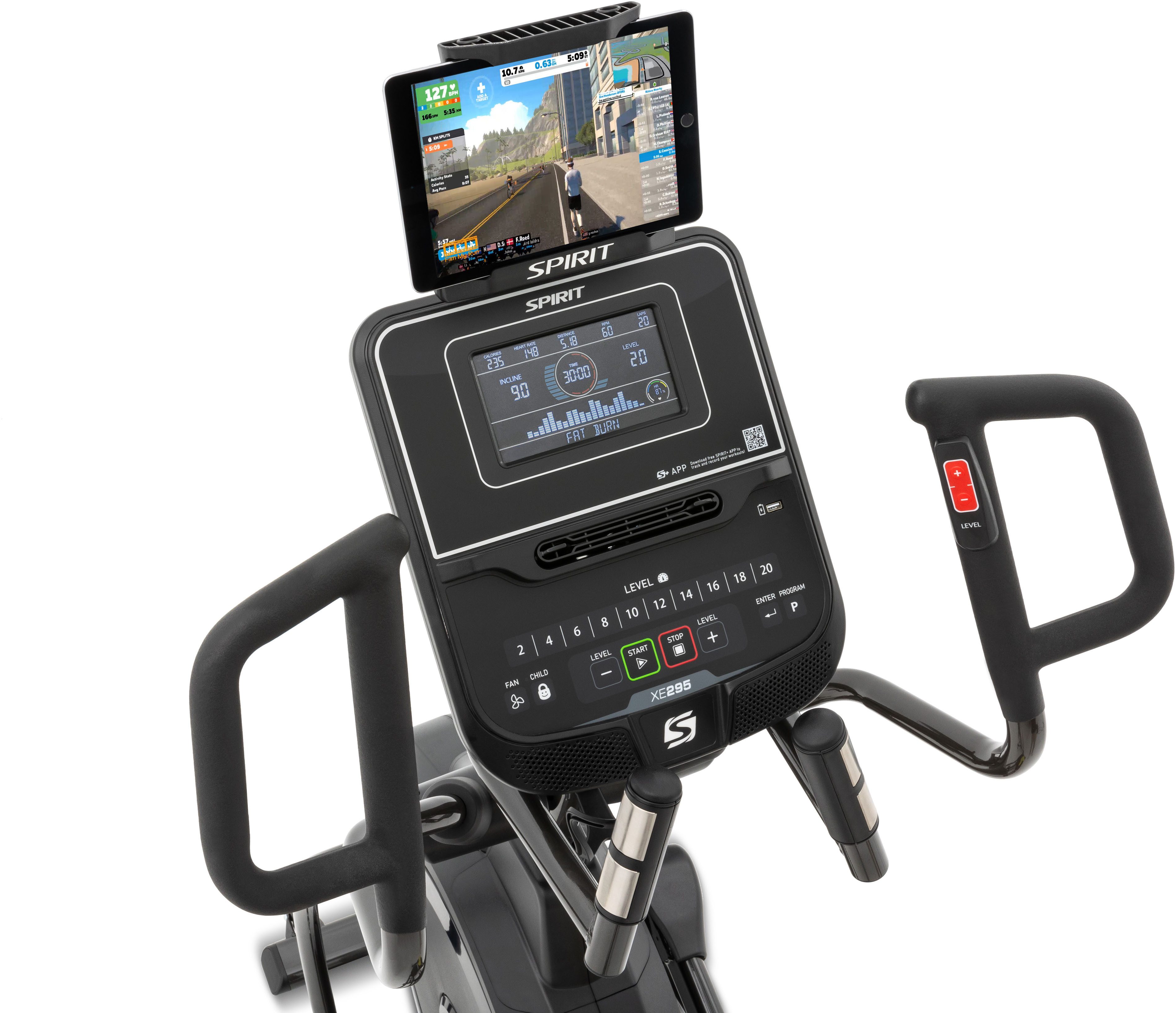 Spirit Fitness Ellipsentrainer Spirit Fitness XE295 (Fitnessgerät), magn. Widerstand, App-Konnektivität, neigbare Pedale (drei Stufen)