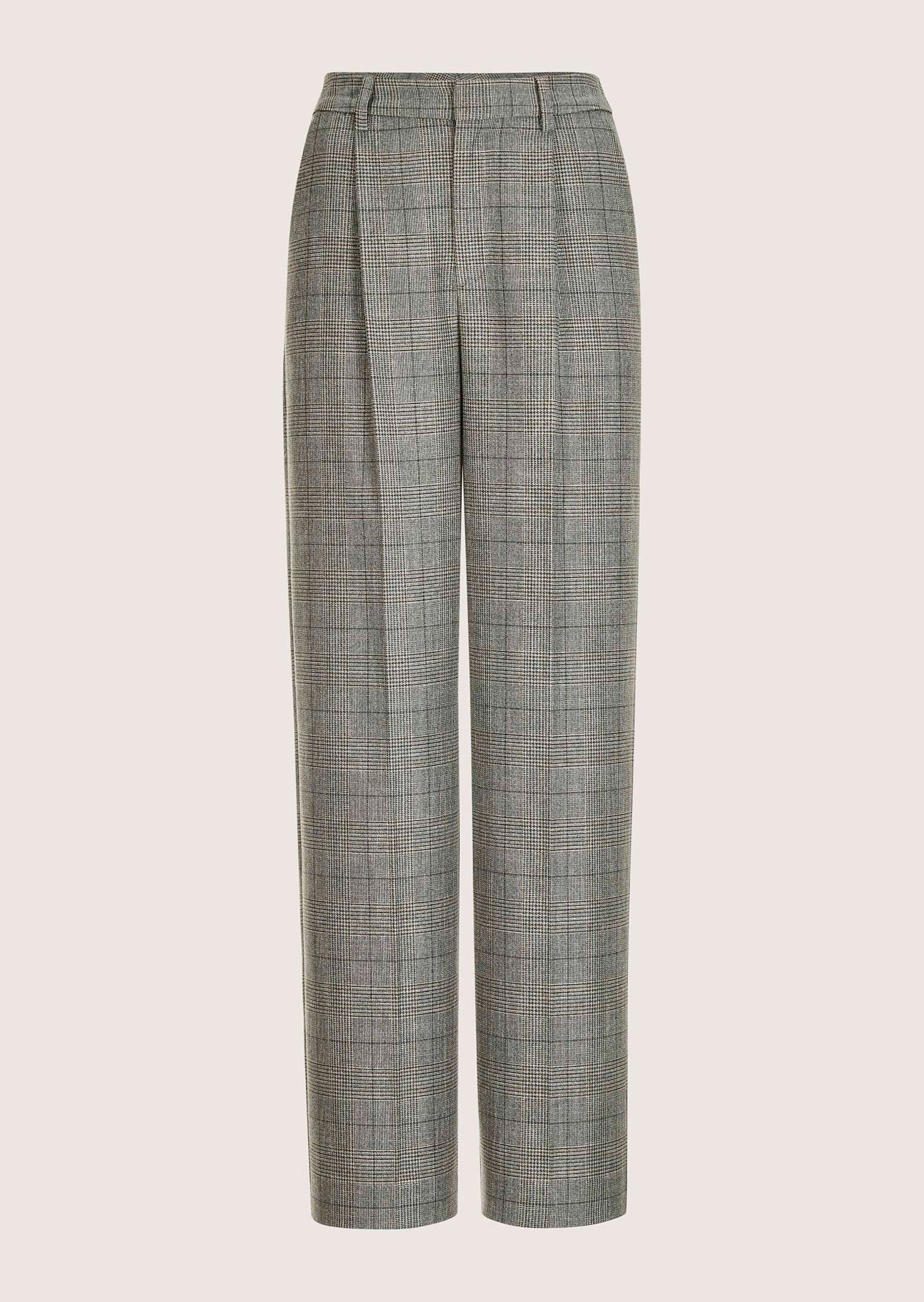 MADELEINE Bundfaltenhose Glencheck-Hose mit weitem Bein Businesshose im klassischen Glencheck-Muster, Formbund mit Haken