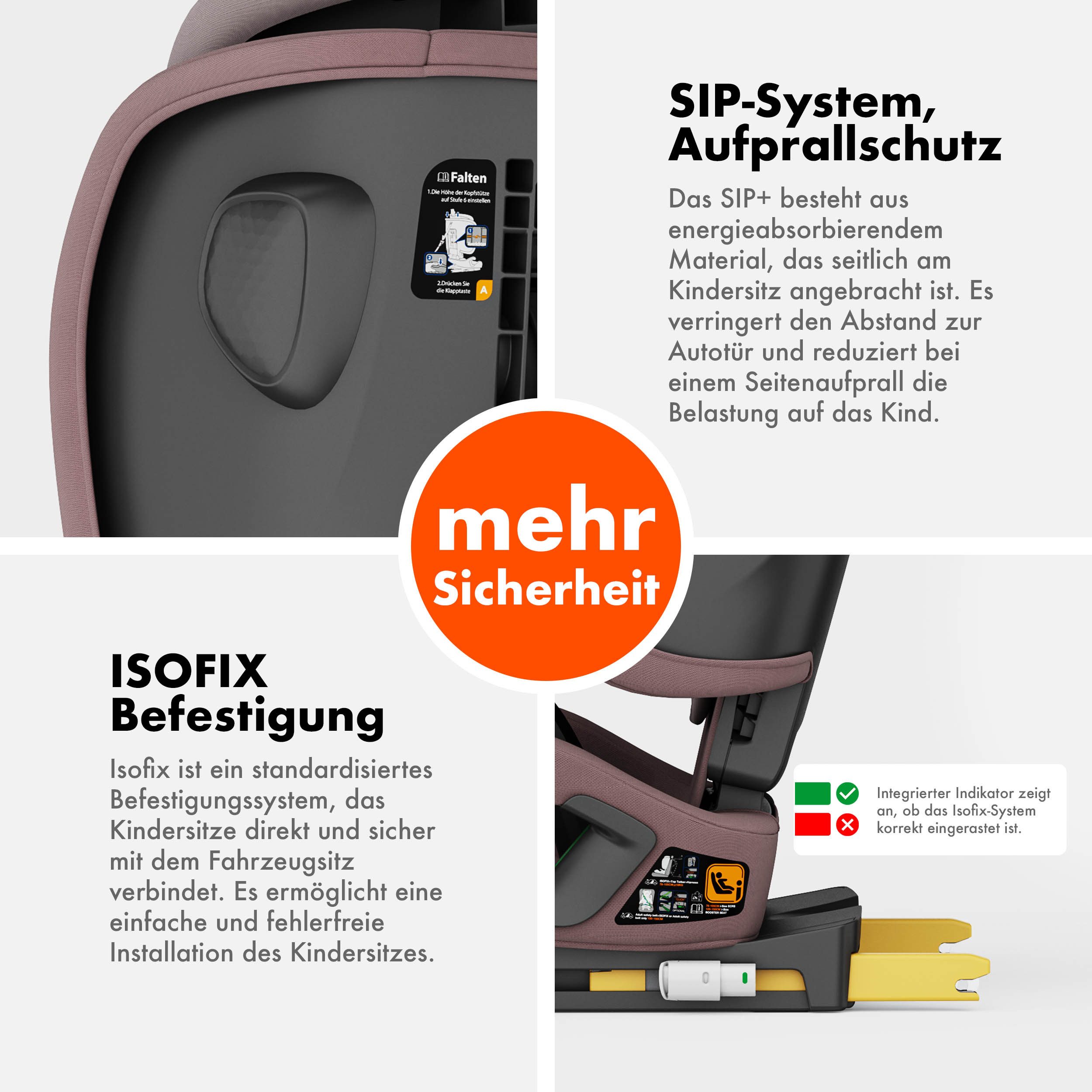 Daliya® Autokindersitz JOYMAX i-Size Auto-Kindersitz, ISOFIX, für Kinder 76-150 cm, 9-36 kg, ab: 1,5 Jahren, bis: 10 Jahre, ab: 76 cm, bis: 150 cm, (3-tlg), ISOFIX, Top Tether, faltbar, verstellbare Kopfstütze und Rückenlehne
