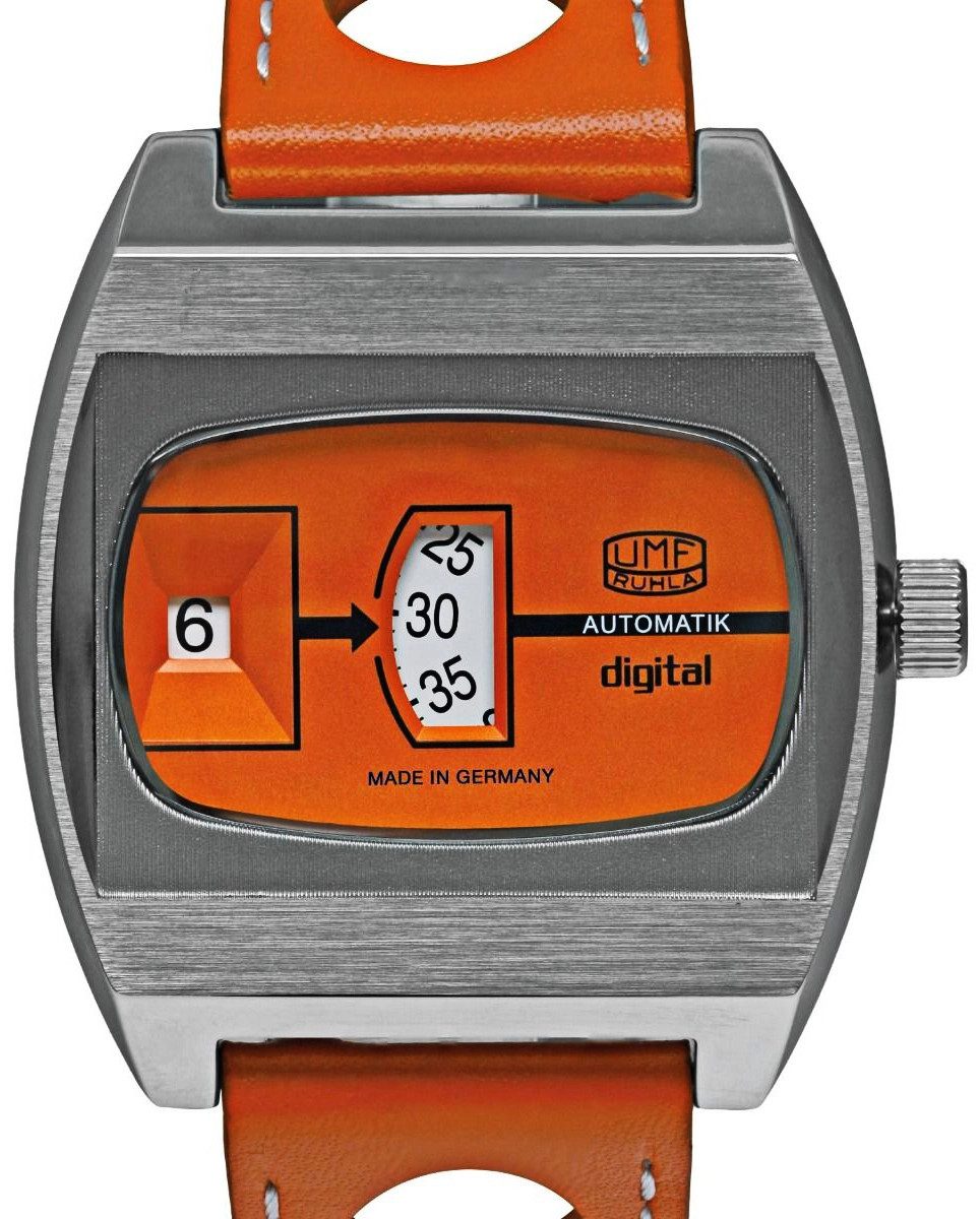 UMF Ruhla Automatikuhr Herrenuhr Orange Leder – UMF Ruhla Modell: 1434-4