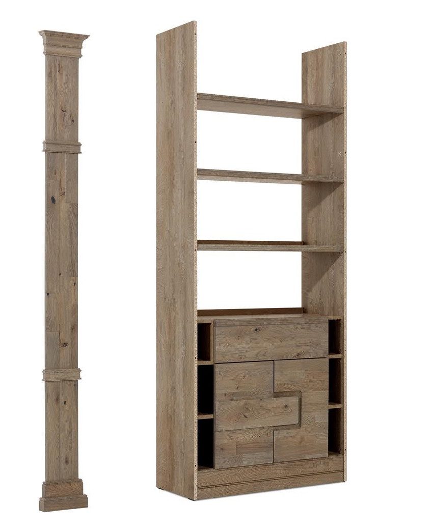 Xlmoebel Bücherregal Modernes Wandregal aus Holz mit stilvollem Design für Bücher und Deko, 2-tlg., Hergestellt in Europa
