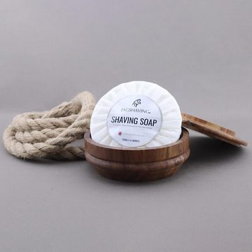 JAG SHAVING Rasierschale Rasierseife-Rasierschale. Hochwertiges Holz in Premium-Qualität, 2in1, 2-tlg., bowl+soap, mit Deckel abdecken