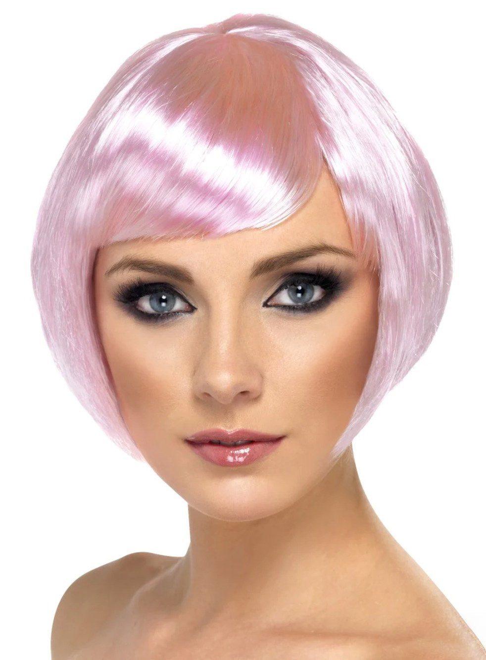 Metamorph Kostüm-Perücke Bubikopf Perücke hellrosa, Short Bob im Hochglanz-Look