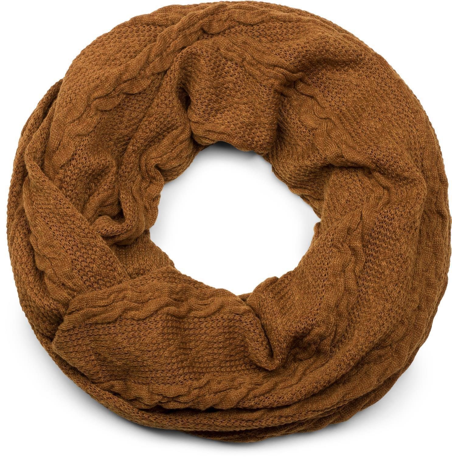 Strickschal Feinstrick Loop mit Zopfmuster