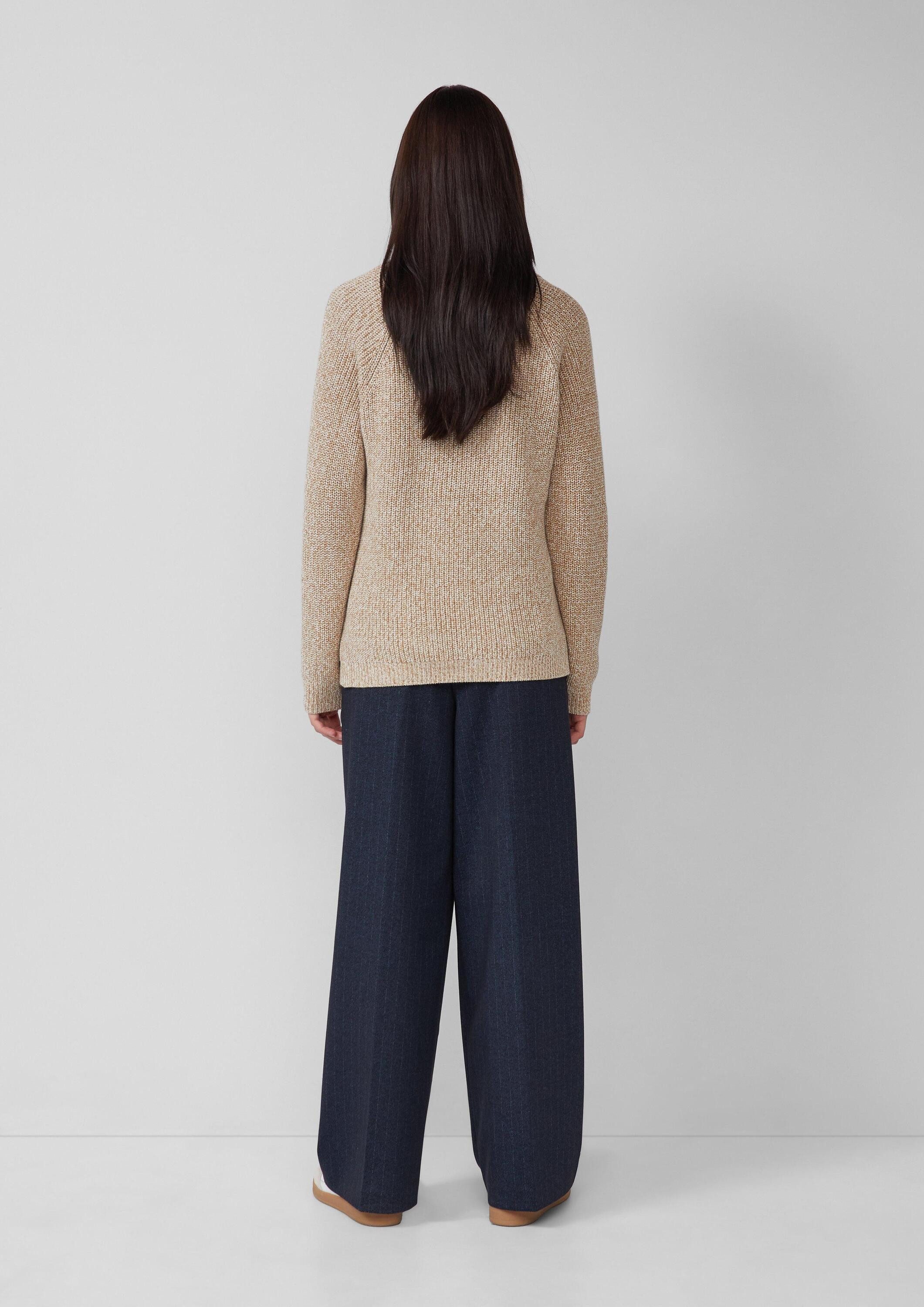 s.Oliver Longpullover Strickpullover Strickpullover mit V-Ausschnitt und Raglanärmeln