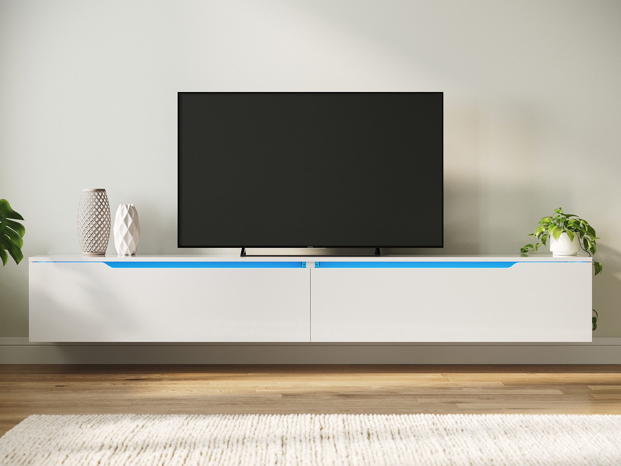 SONNI Lowboard Lowboard 200cm TV-Schrank hängend oder stehend Fernsehertisch, TV-Schränke, fernseher schrank für wohnzimmer