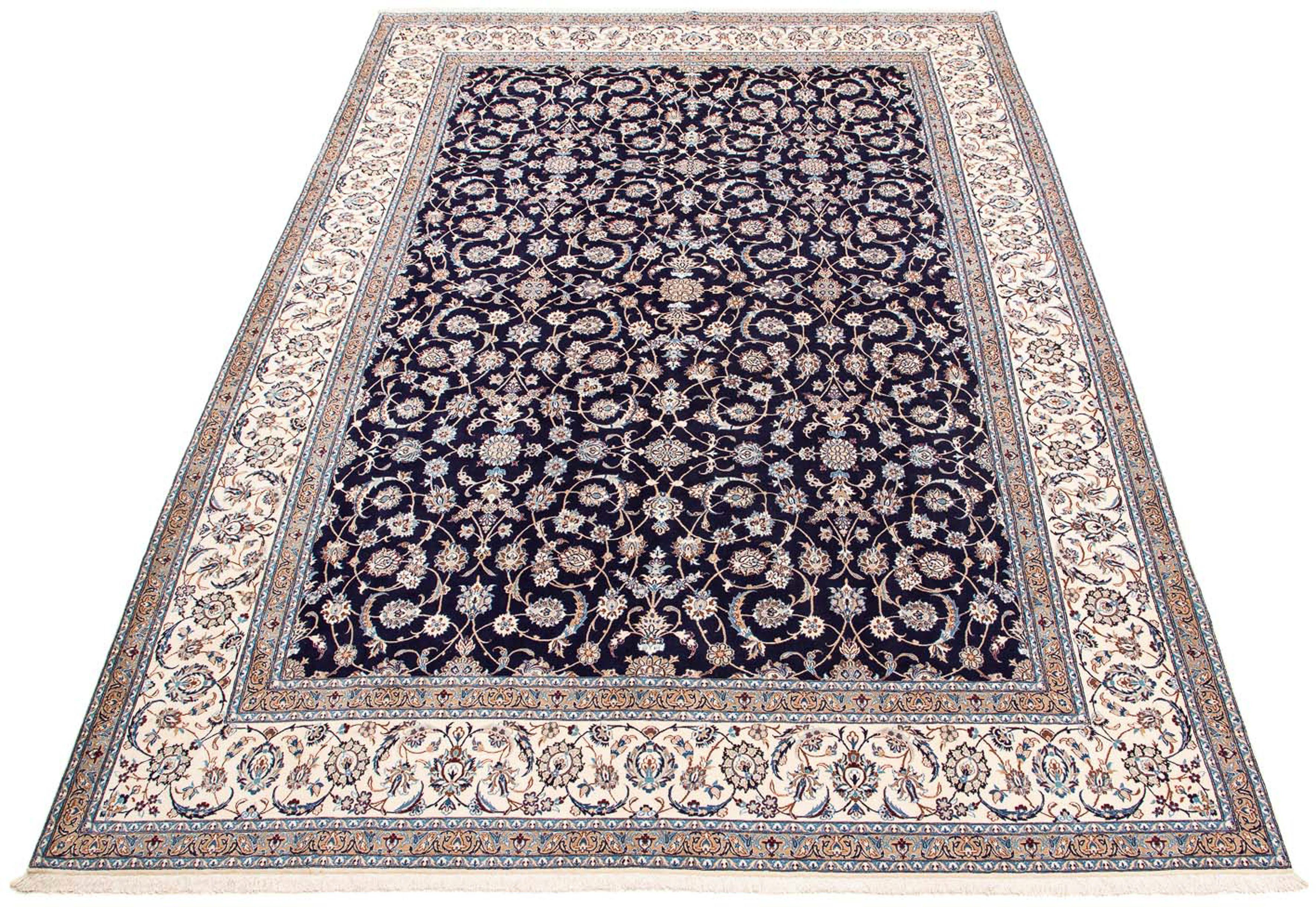 Orientteppich Perser - Nain - Premium - 430 x 310 cm - dunkelblau, morgenland, rechteckig, Höhe: 6 mm, Wohnzimmer, Handgeknüpft, Einzelstück mit Zertifikat