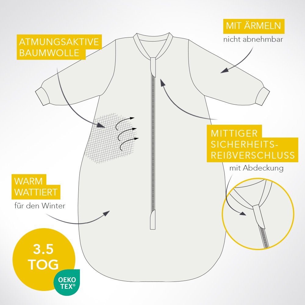 Schlummersack Kinderschlafsack, Babyschlafsack, 3.5 Tog OEKO-TEX Känguru zertifiziert