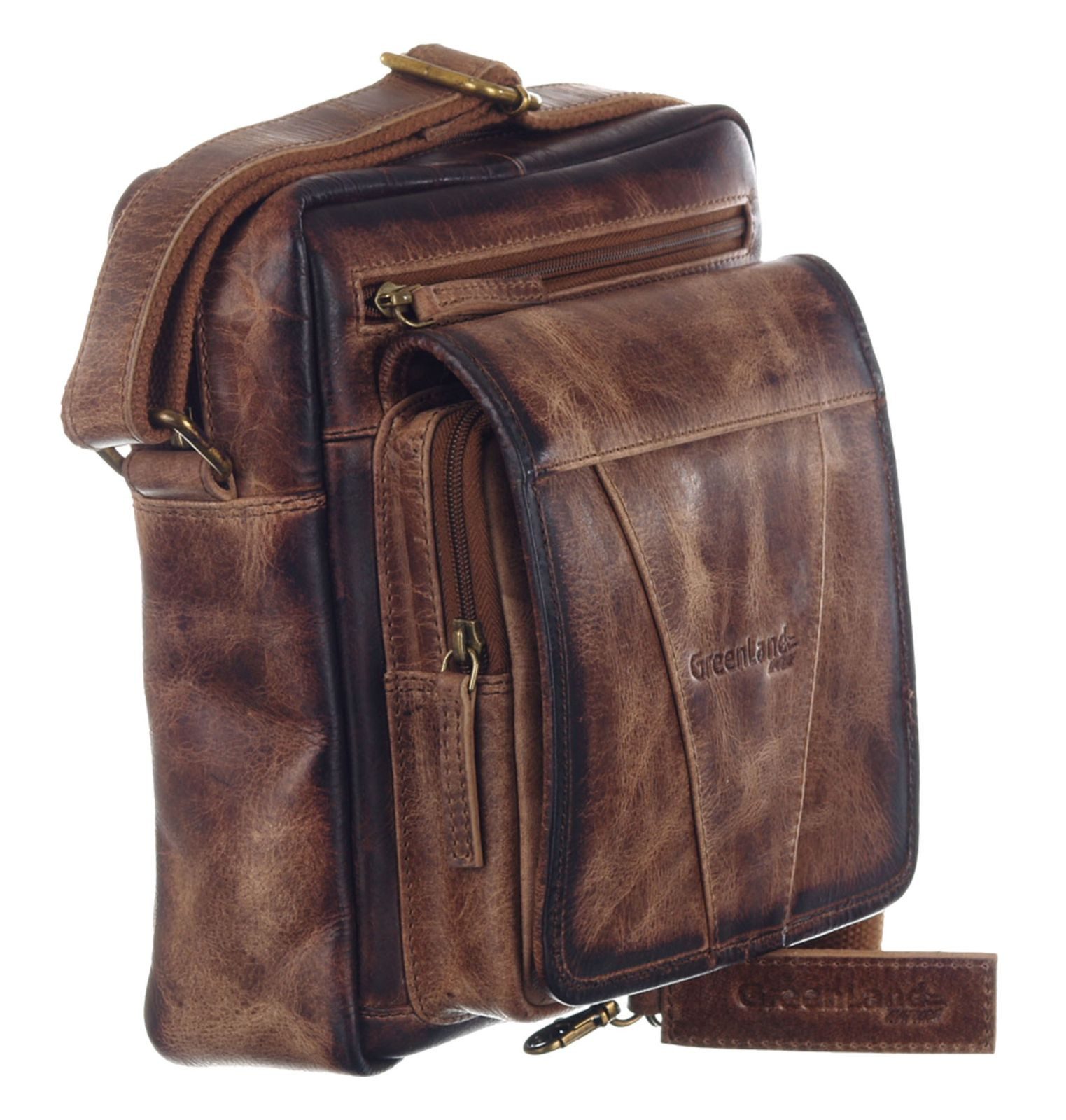 GreenLand Nature Umhängetasche Crossbody Bag, aus echtem Leder