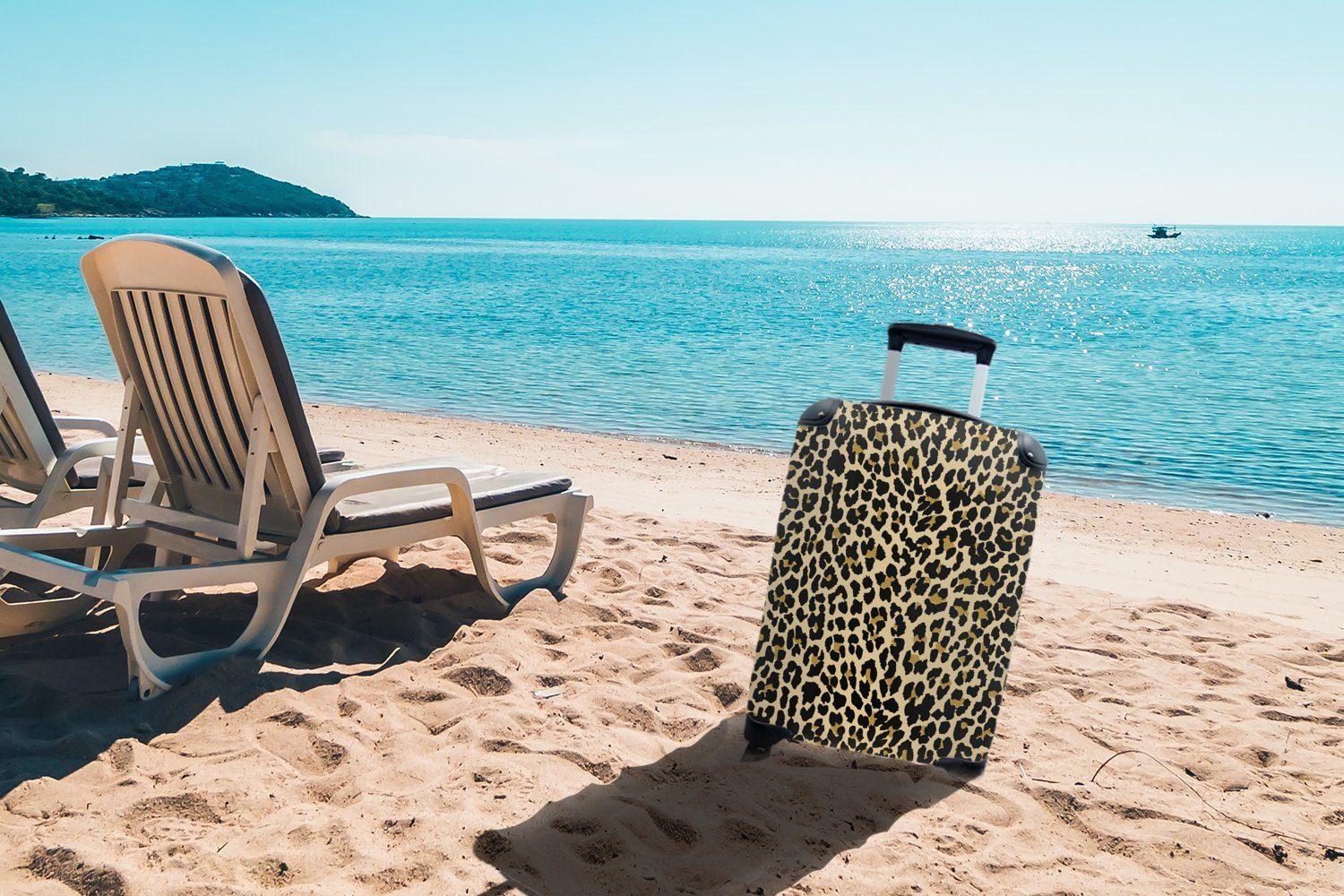 Mantel - Schnittmuster, Leopard - Reisetasche Trolley, Rollen, Reisekoffer Handgepäck für mit 4 MuchoWow rollen, Ferien, Handgepäckkoffer