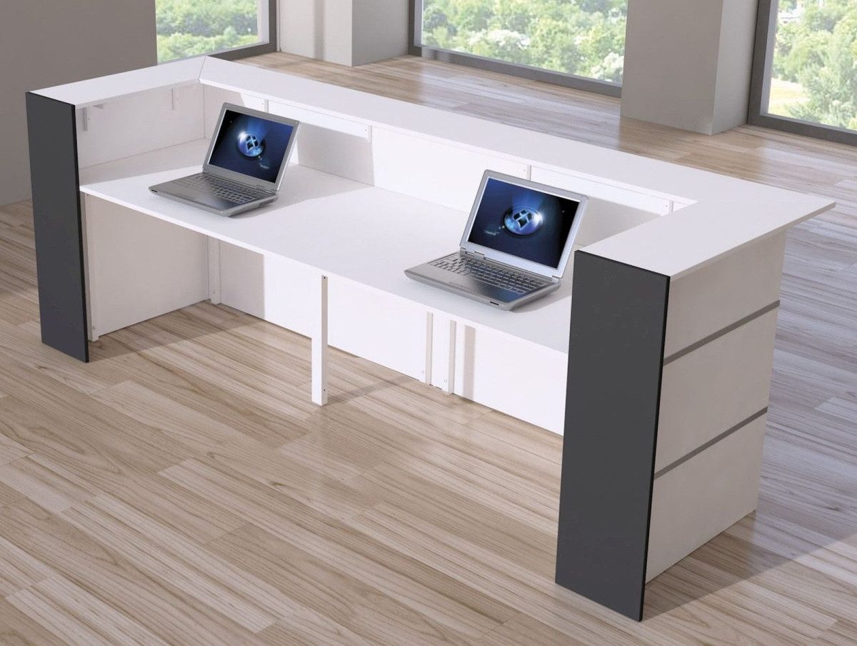 KERKMANN Empfangstheke U-Theke Bari Metall/Holz weiß