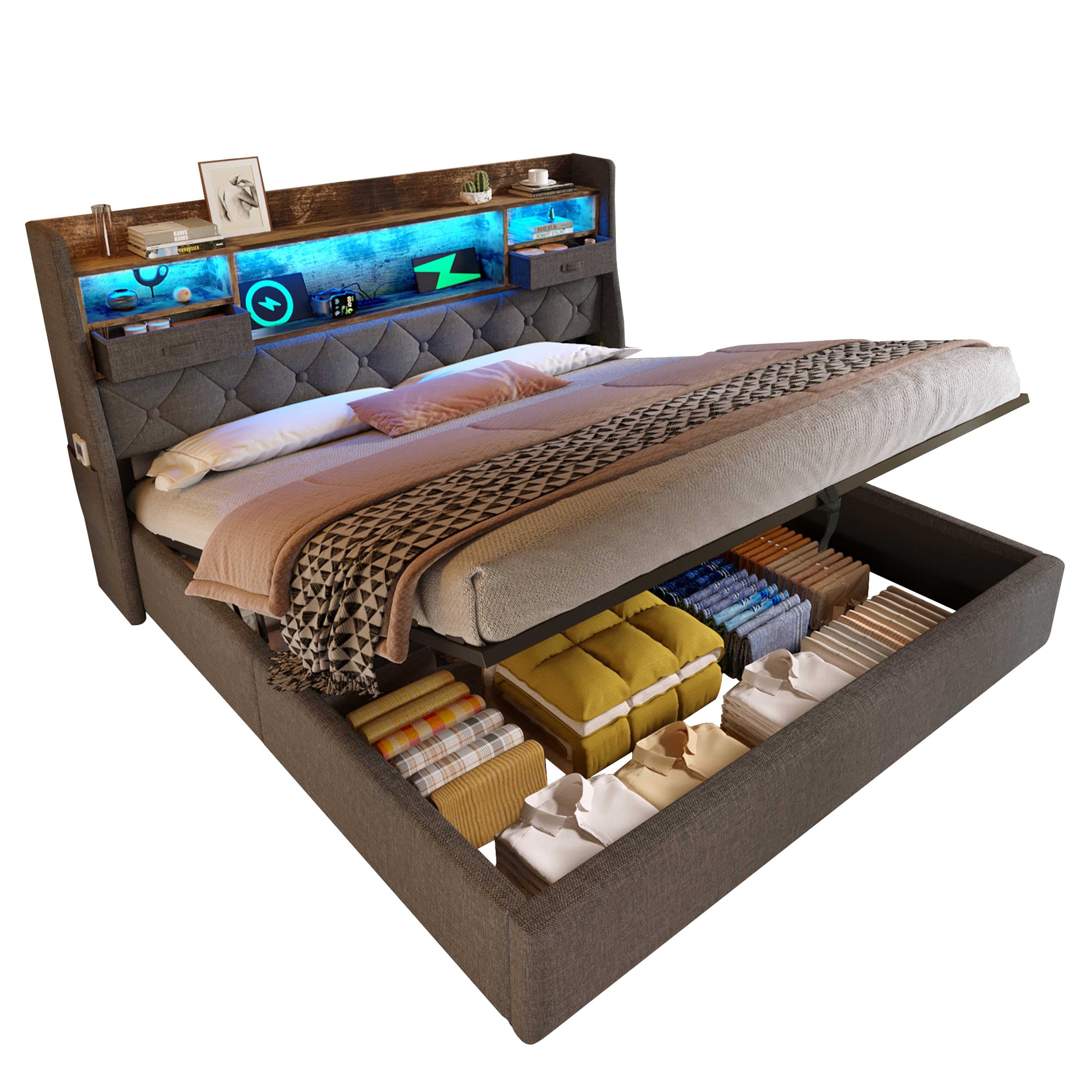 BlingBin Polsterbett Stauraumbett (1-tlg., hydraulischem Stauraum, Kopfteil günstig online kaufen