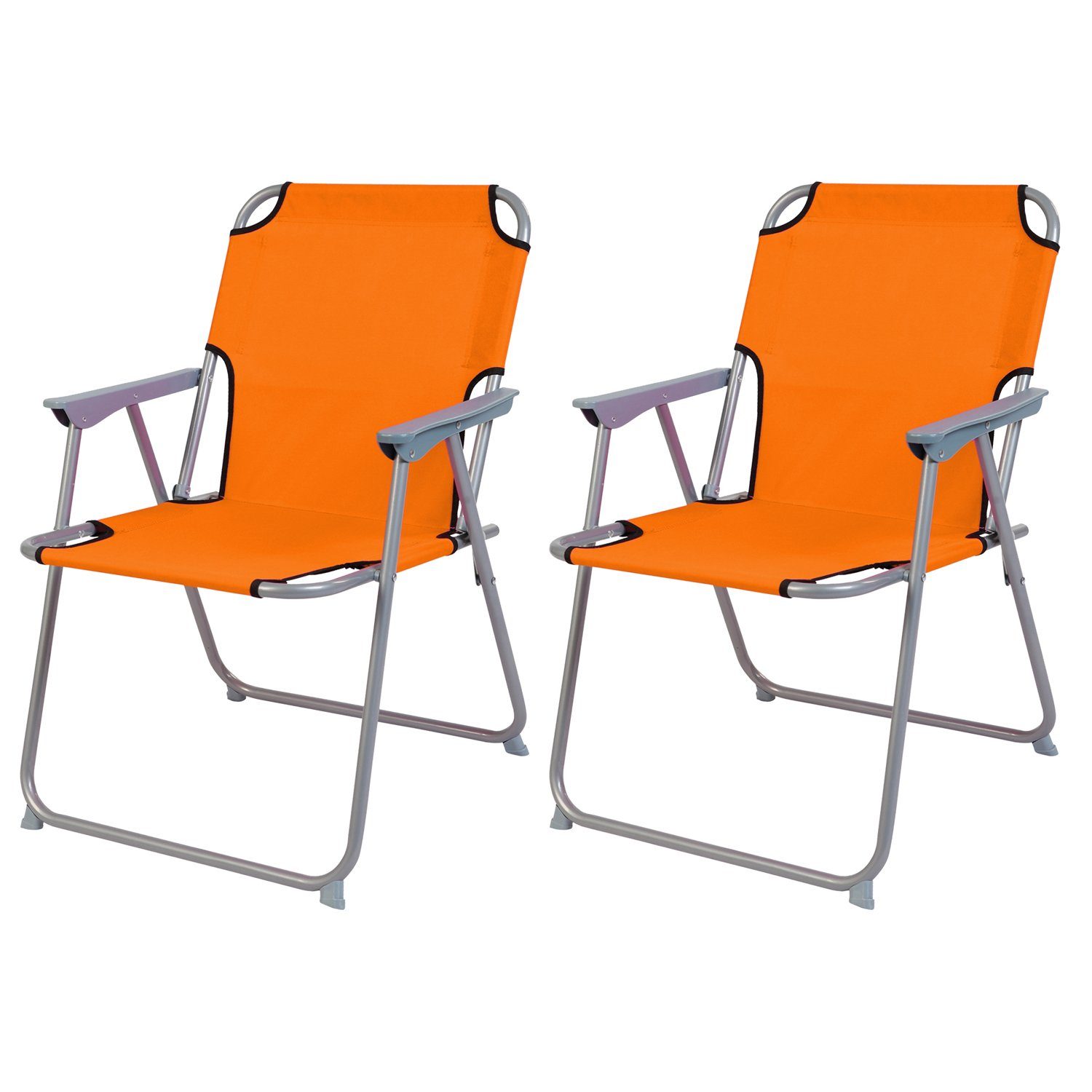 Klappstuhl 2 Stück Campingstuhl Stoff Oxfort Metall Orange