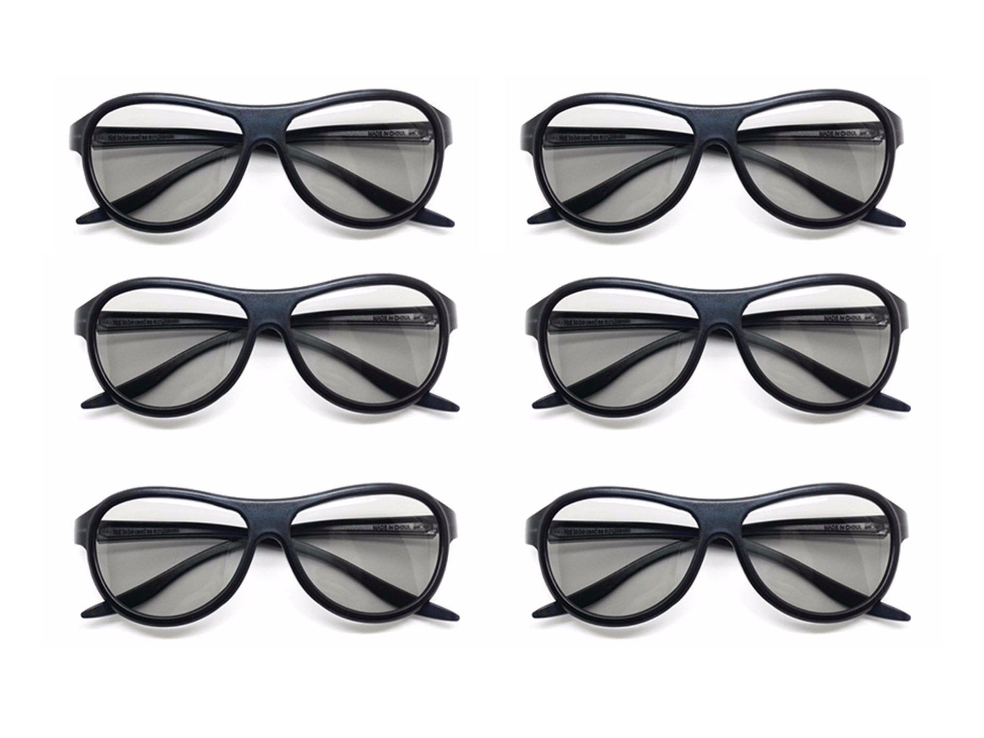 TPFNet 3D-Brille 3D Glasses Unisex Passive Polarisierte 3D Brille, zum Ansehen von Filmen 3D-Kino Brille - Farbe Schwarz - 6 Stück